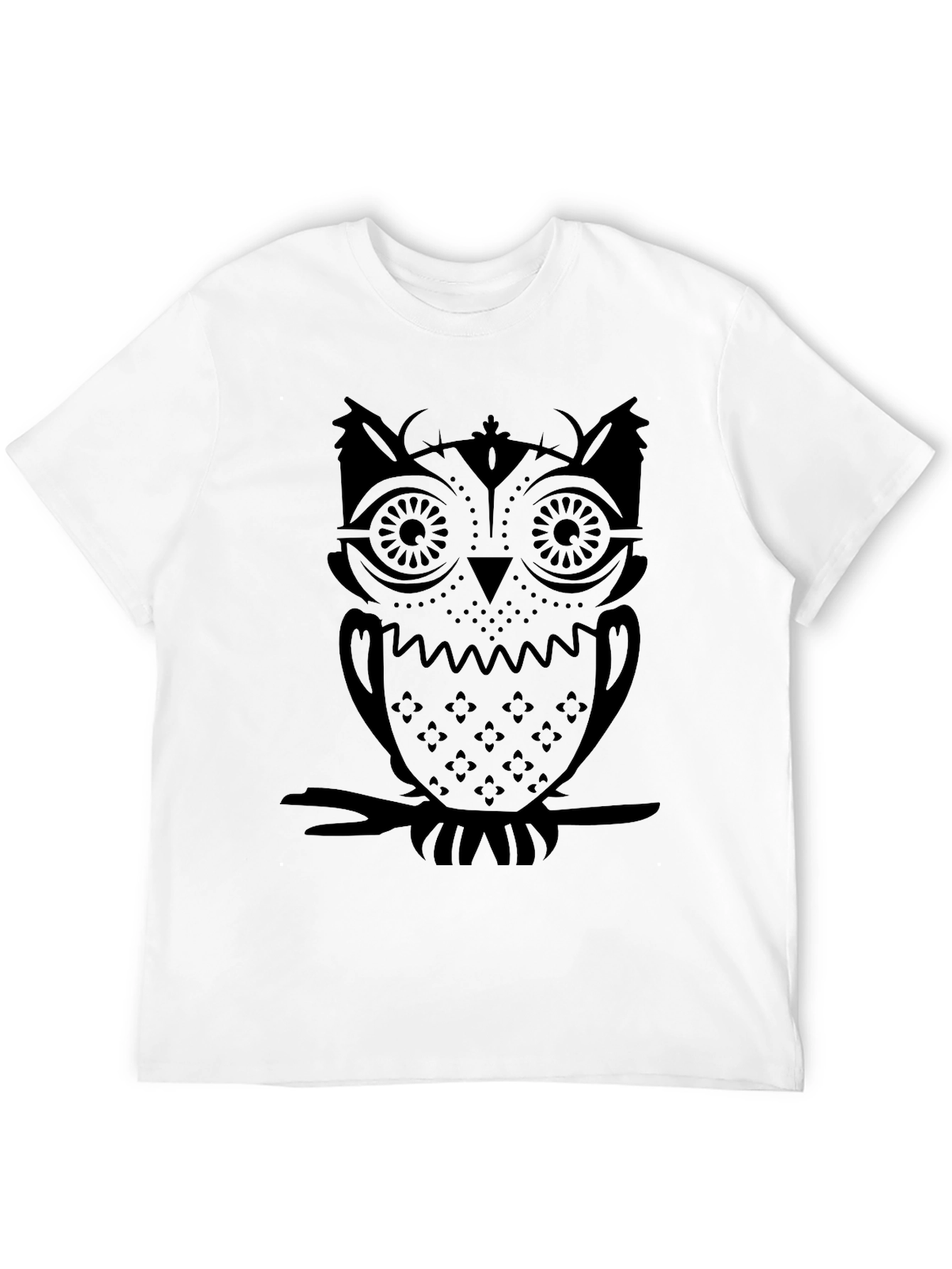 Black Men's Black Owl Graphic T-Shirt view 12