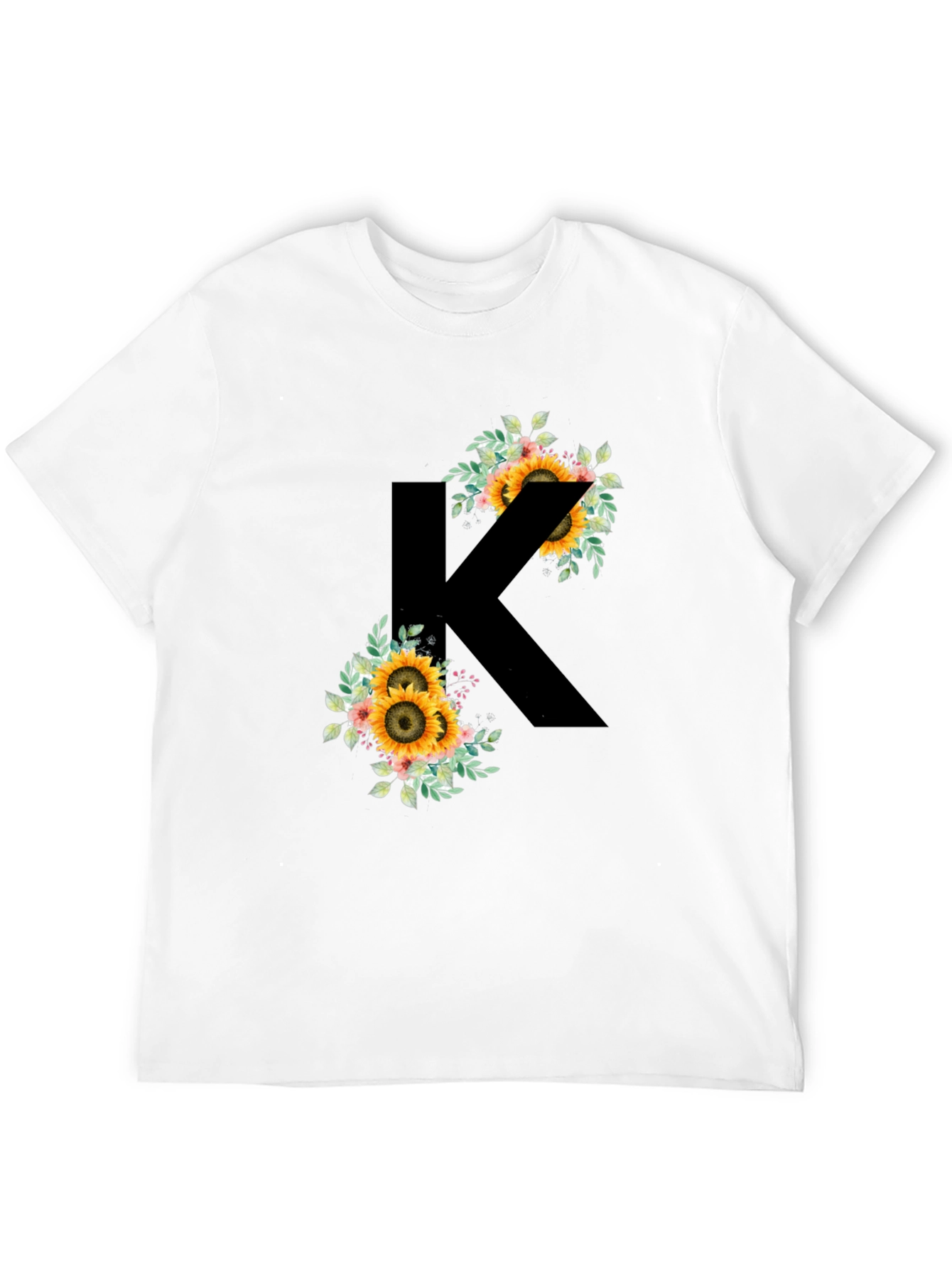 Sunflower Letter K Black T-Shirt - 12
