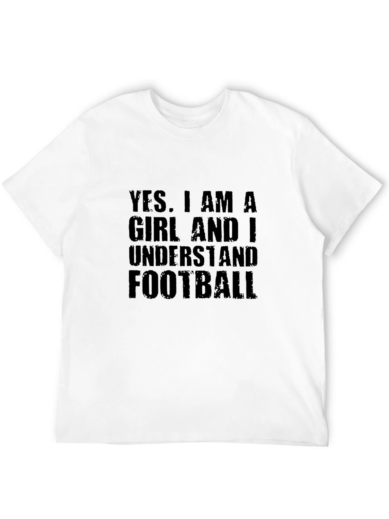Black Funny Football Fan T-Shirt - Yes I Am A Girl view 12