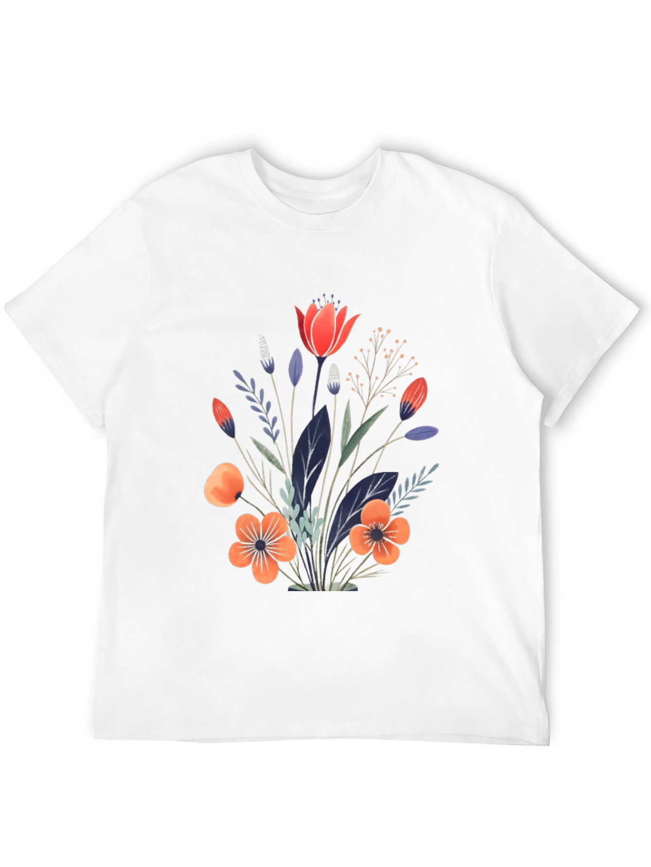 Black Floral Bouquet Graphic Print Black T-Shirt view 12