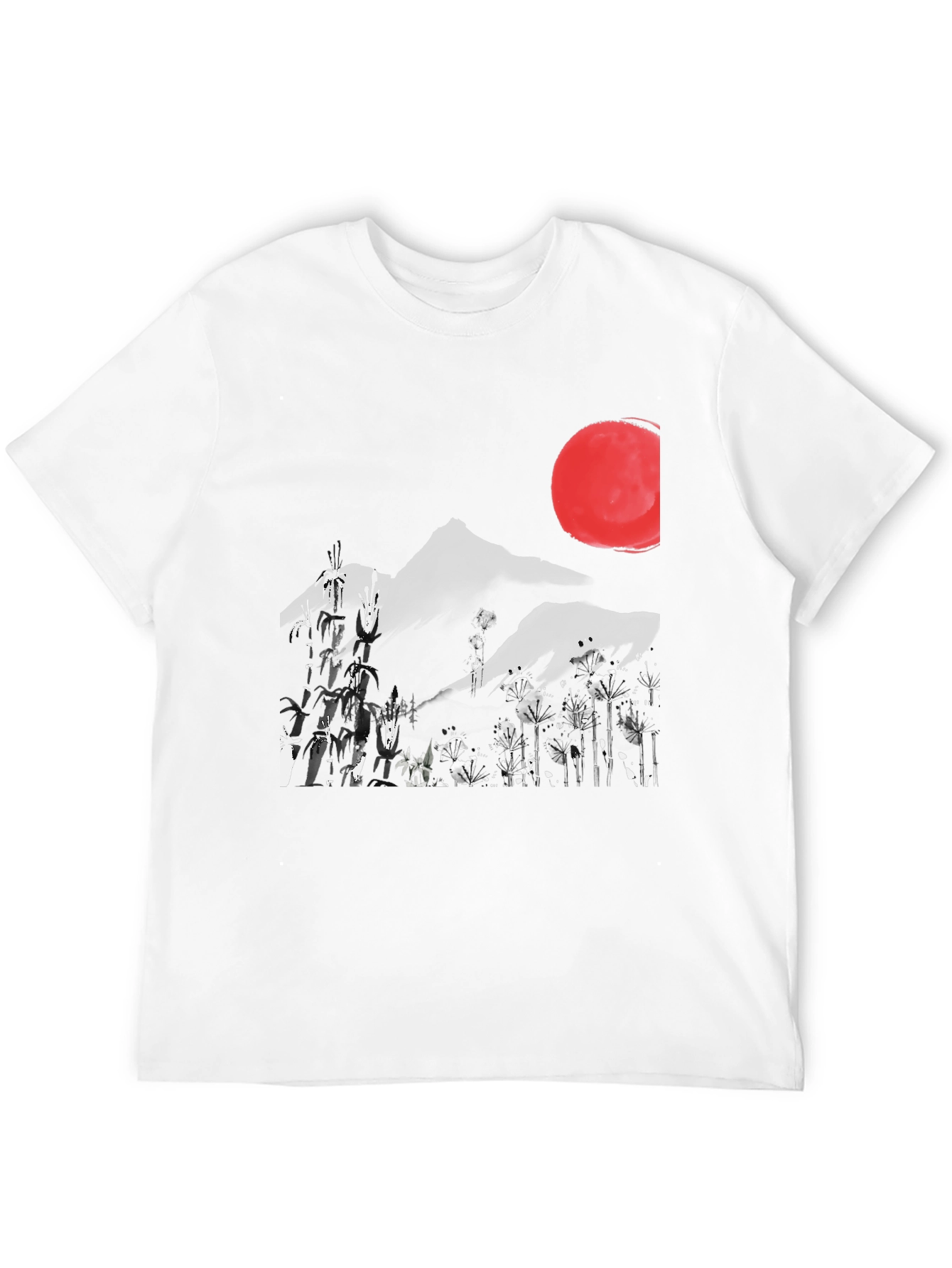 Black Japanese Ink Wash Mountain T-Shirt view 12