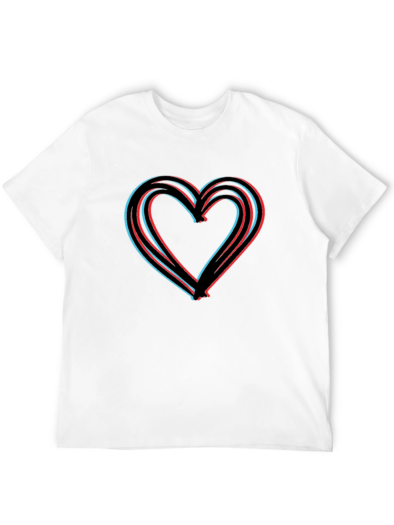 Black Modern Heart Graphic Black T-Shirt view 12