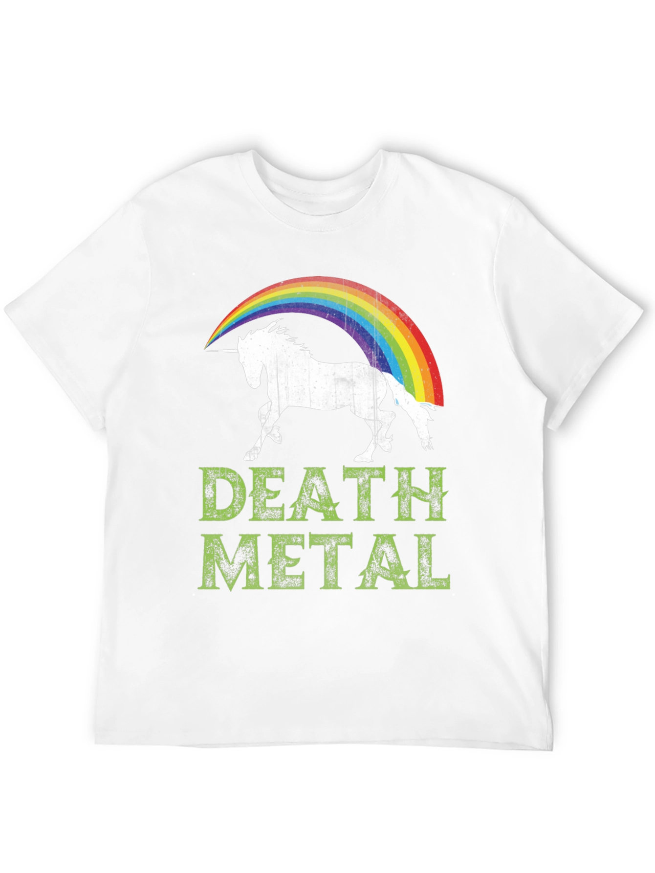 Black Death Metal Unicorn Rainbow T-Shirt - Black Cotton Tee view 12