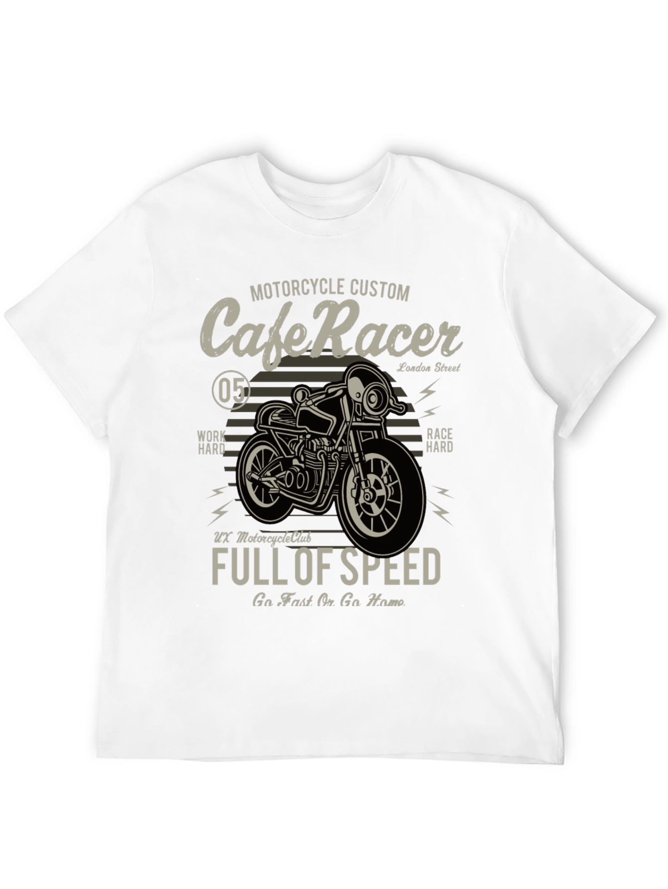Black Cafe Racer Motorcycle Graphic T-Shirt view 12