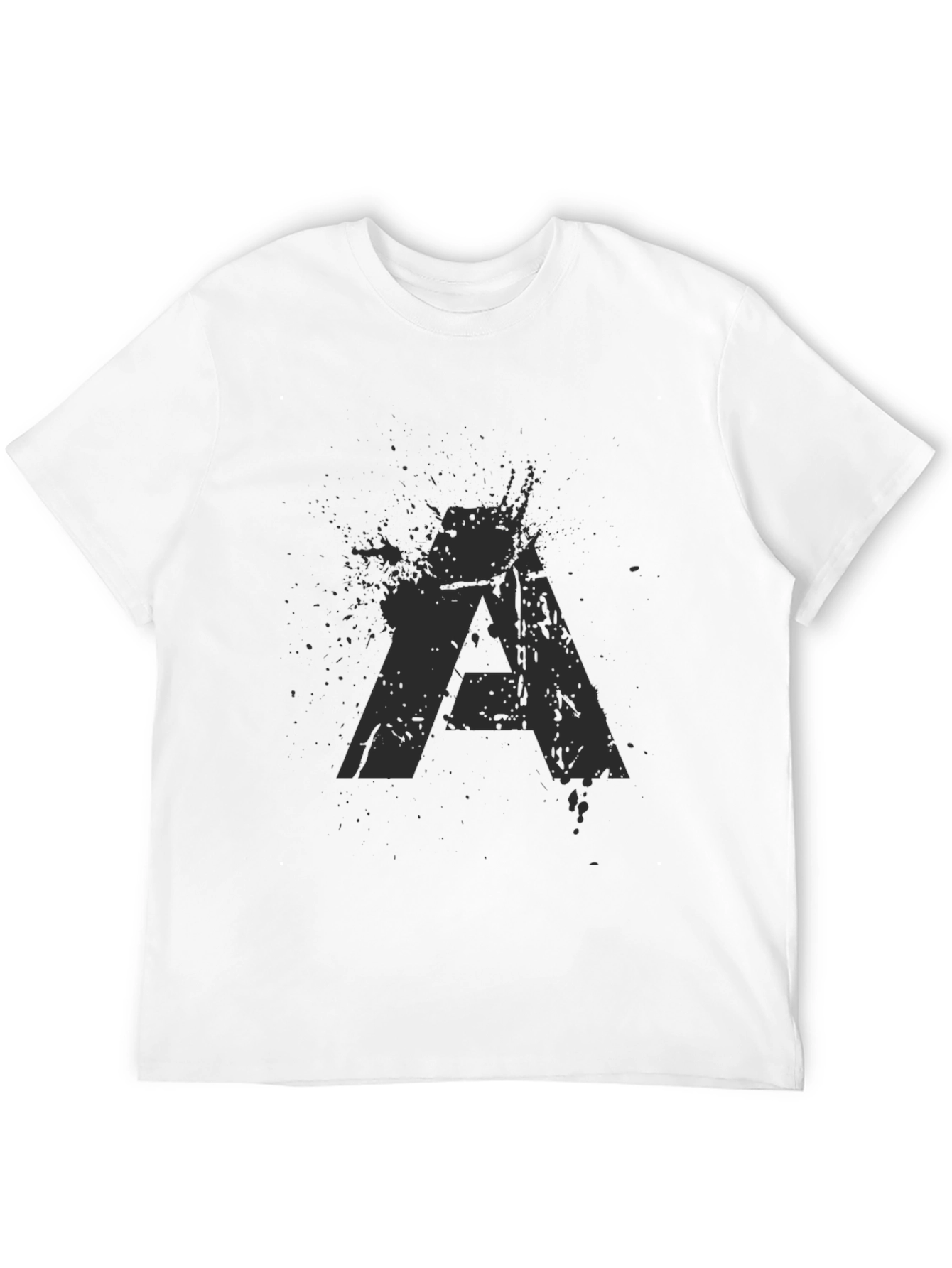 Black Men's Black Graphic Tee - Distressed "A" Design view 12