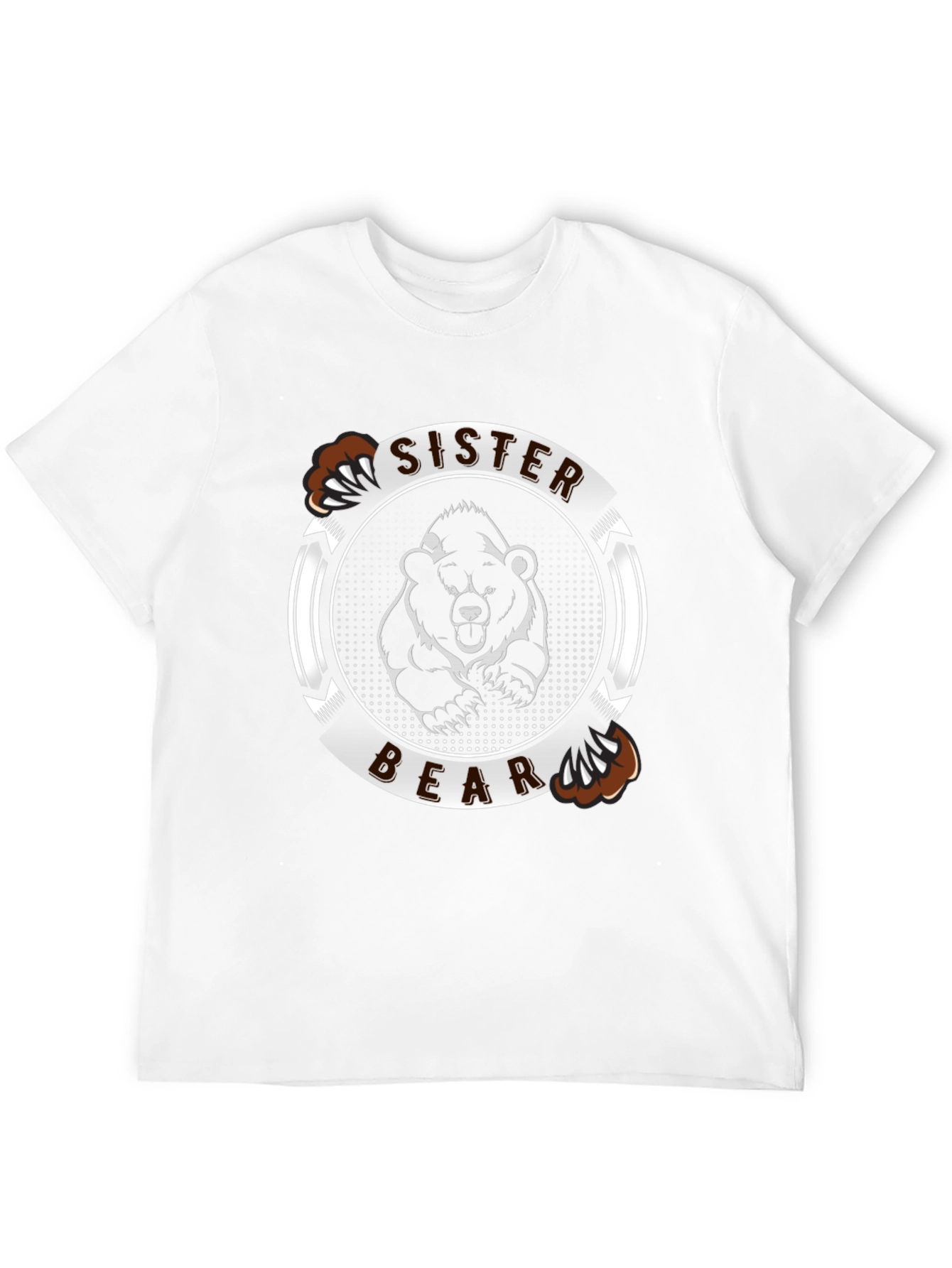 Black Sister Bear Graphic Tee - Black Cotton T-Shirt view 12
