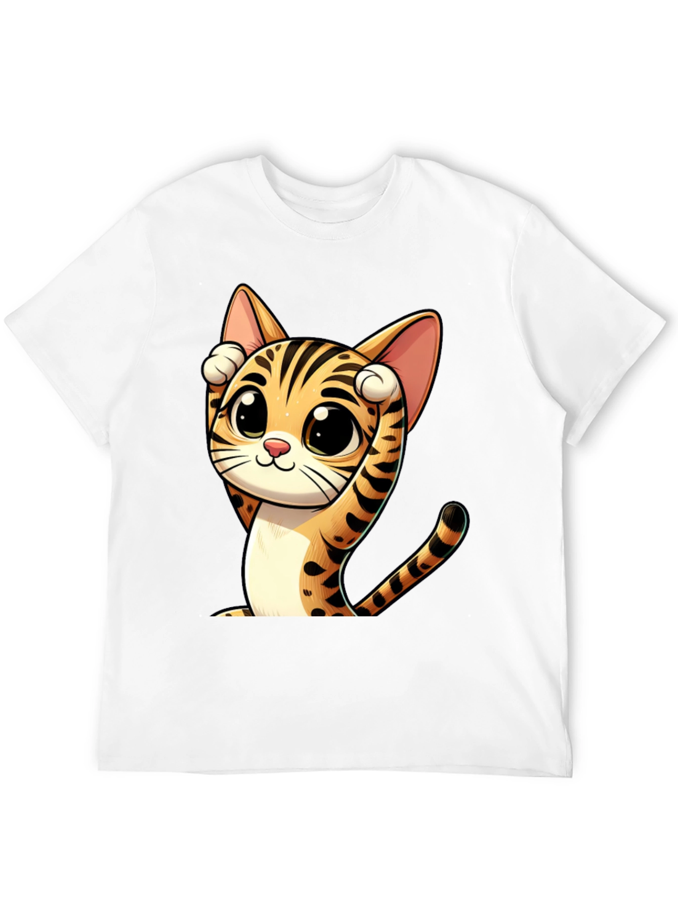 Black Cute Cartoon Cat Graphic Black T-Shirt view 12