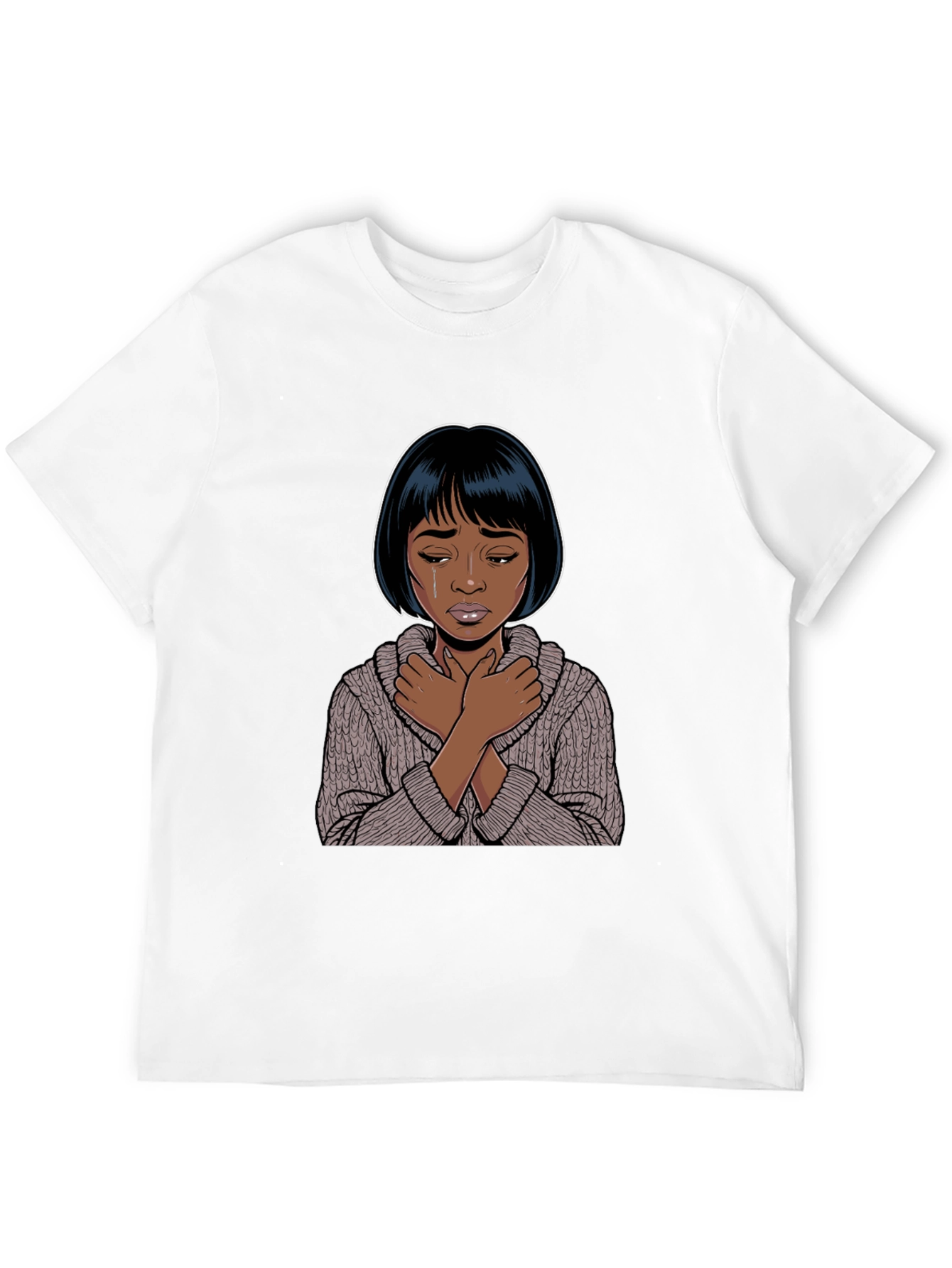 Black Emotional Cartoon Graphic T-Shirt view 12