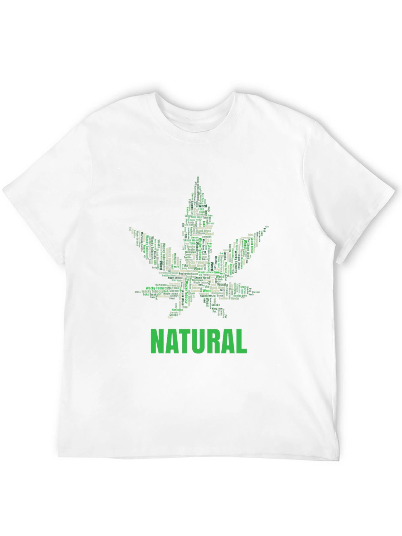 Black Natural Cannabis Leaf Word Art Graphic T-Shirt view 12