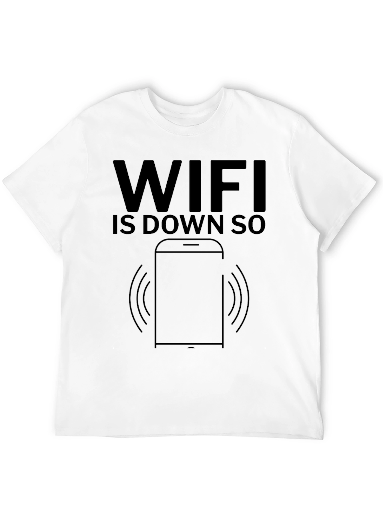 Black Funny WiFi Down Black Graphic T-Shirt view 12