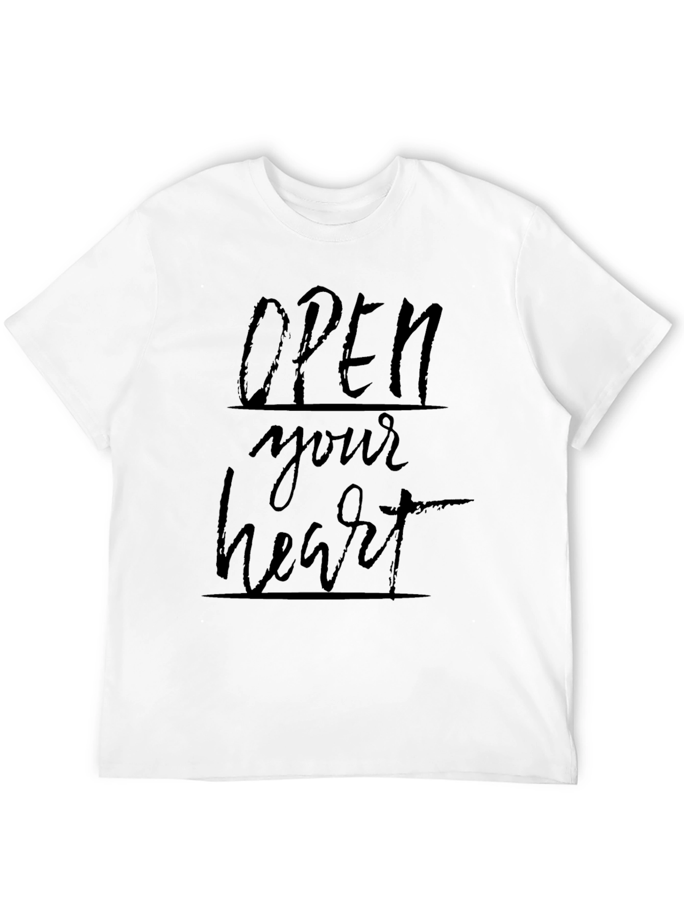 Black Open Your Heart Graphic Tee - Soft Black Cotton view 12