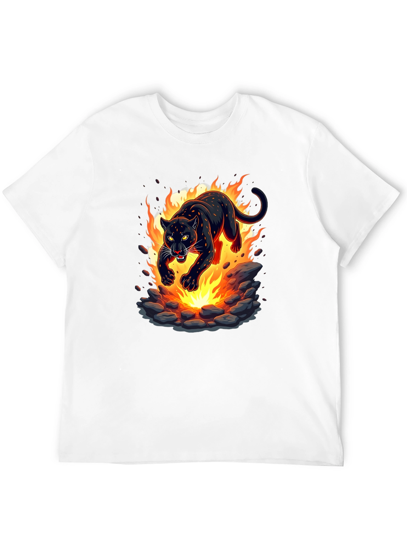 Black Fiery Panther Graphic T-Shirt - Bold Black Tee view 12
