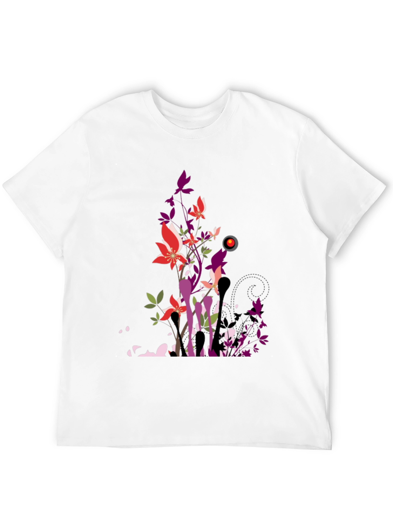 Black Floral Graphic Print Black T-Shirt view 12