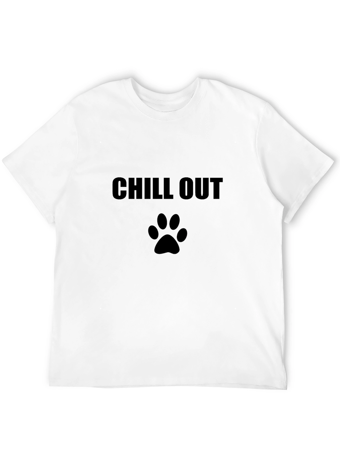 Chill Out Dog Paw Print T-Shirt - Black - 12