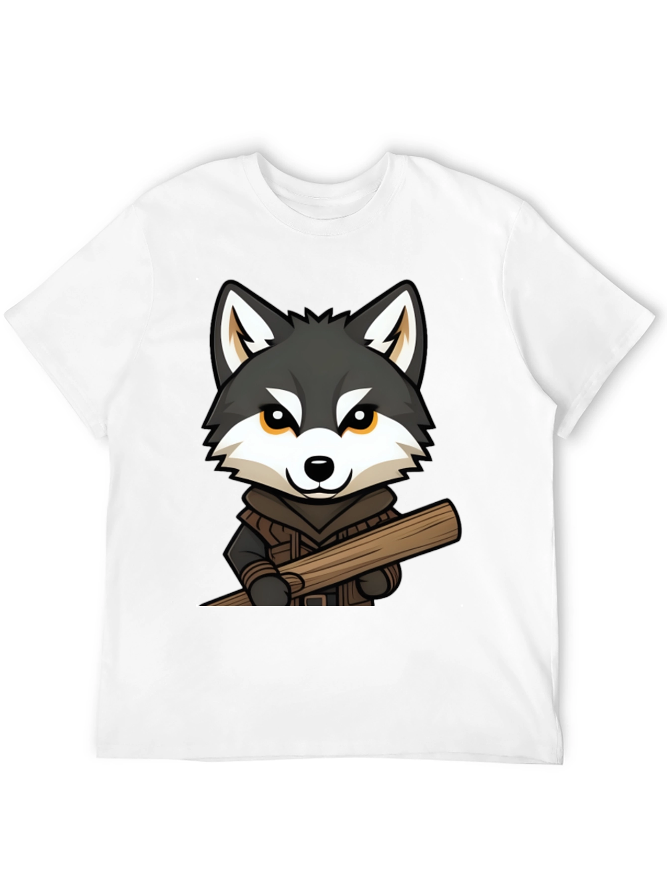 Black Wolf Lumberjack Cartoon Graphic T-Shirt view 12