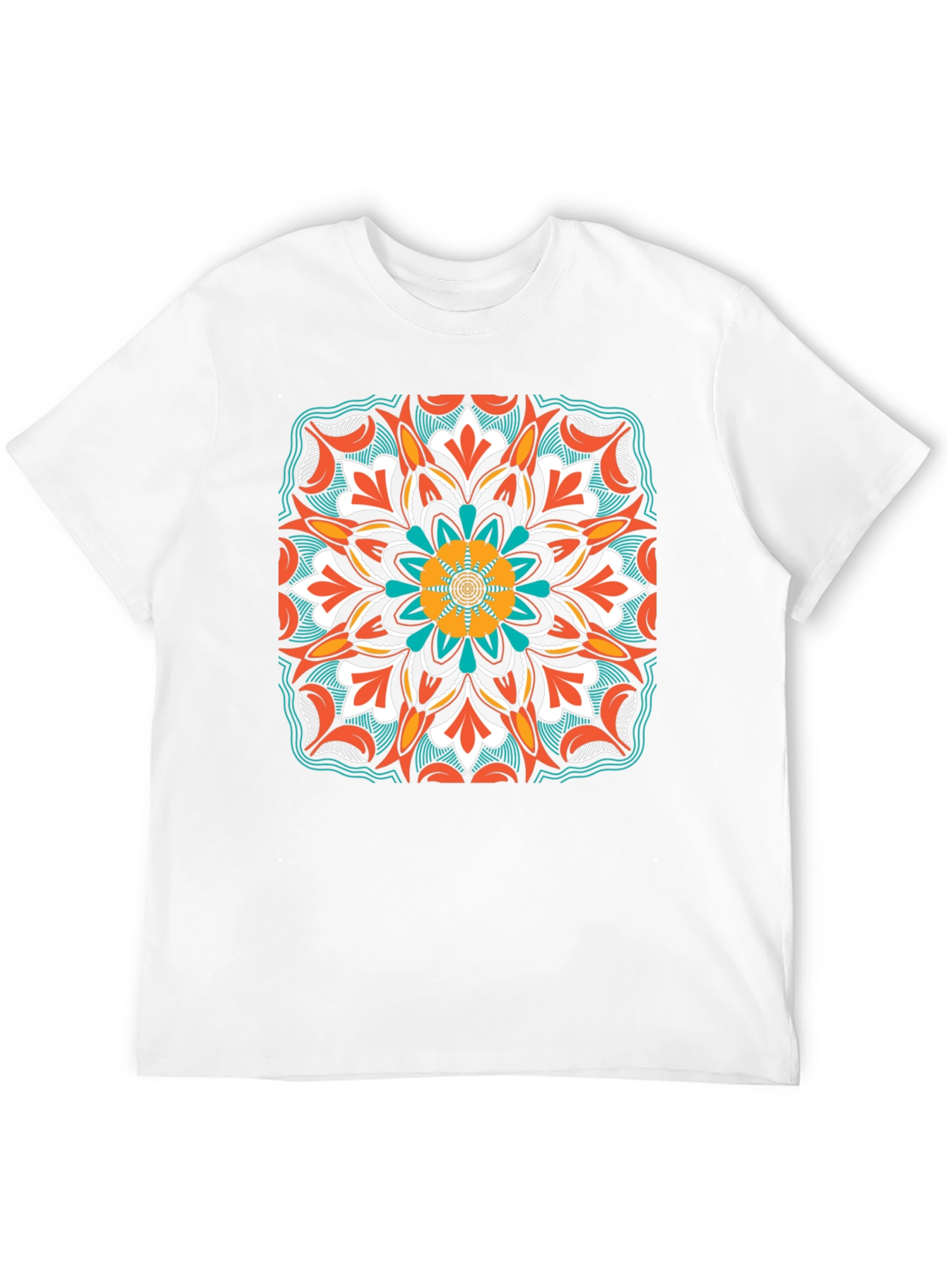 Black Geometric Mandala Design Black T-Shirt view 12