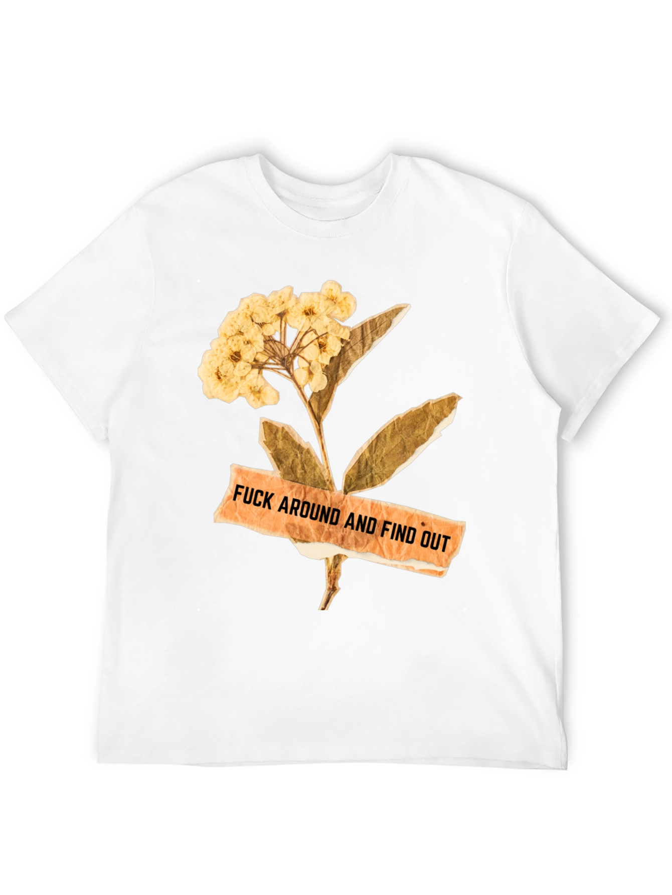 Black Floral Caution Men's Black Tee view 12