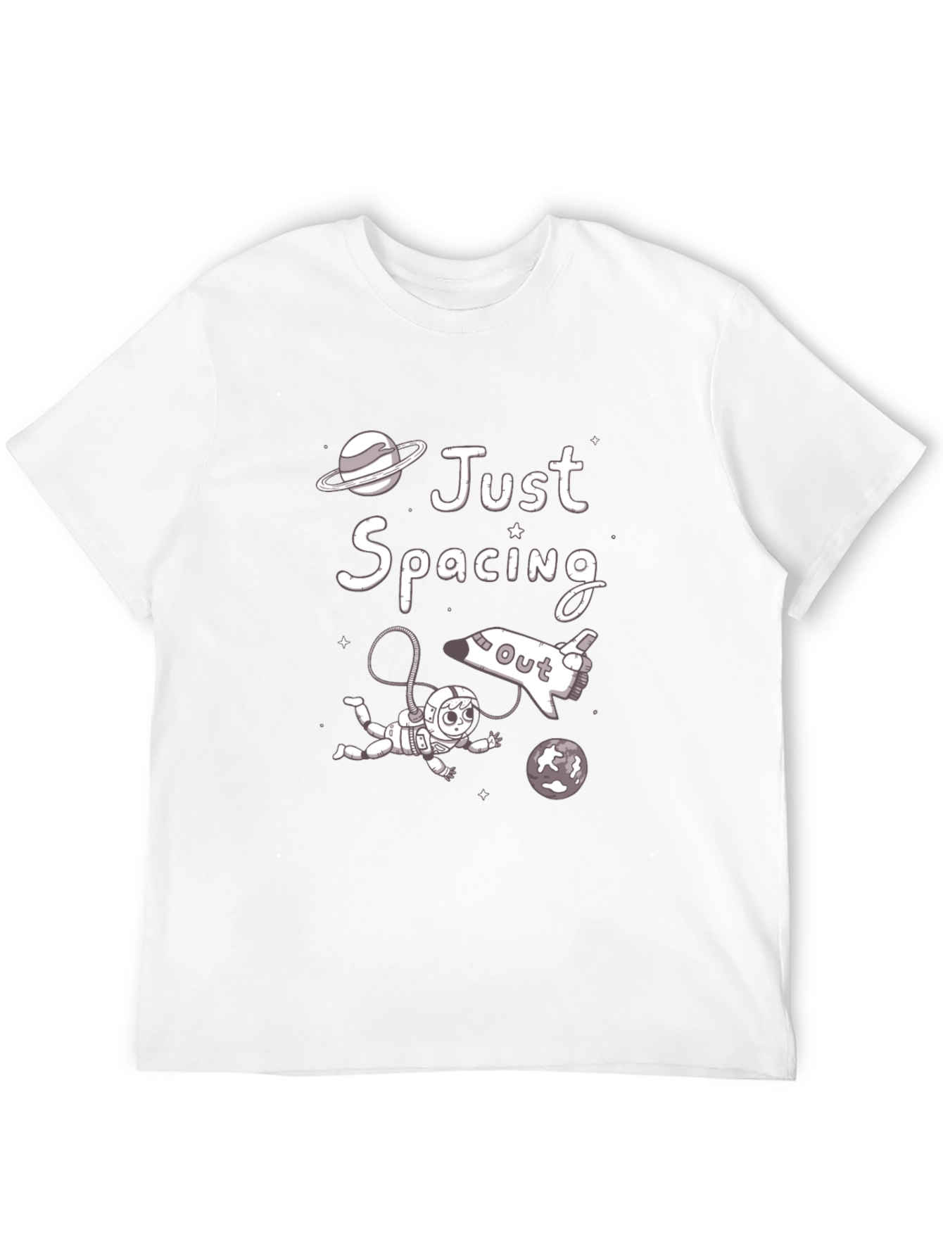 Black Just Spacing Out T-Shirt, Astronaut Graphic Tee view 12