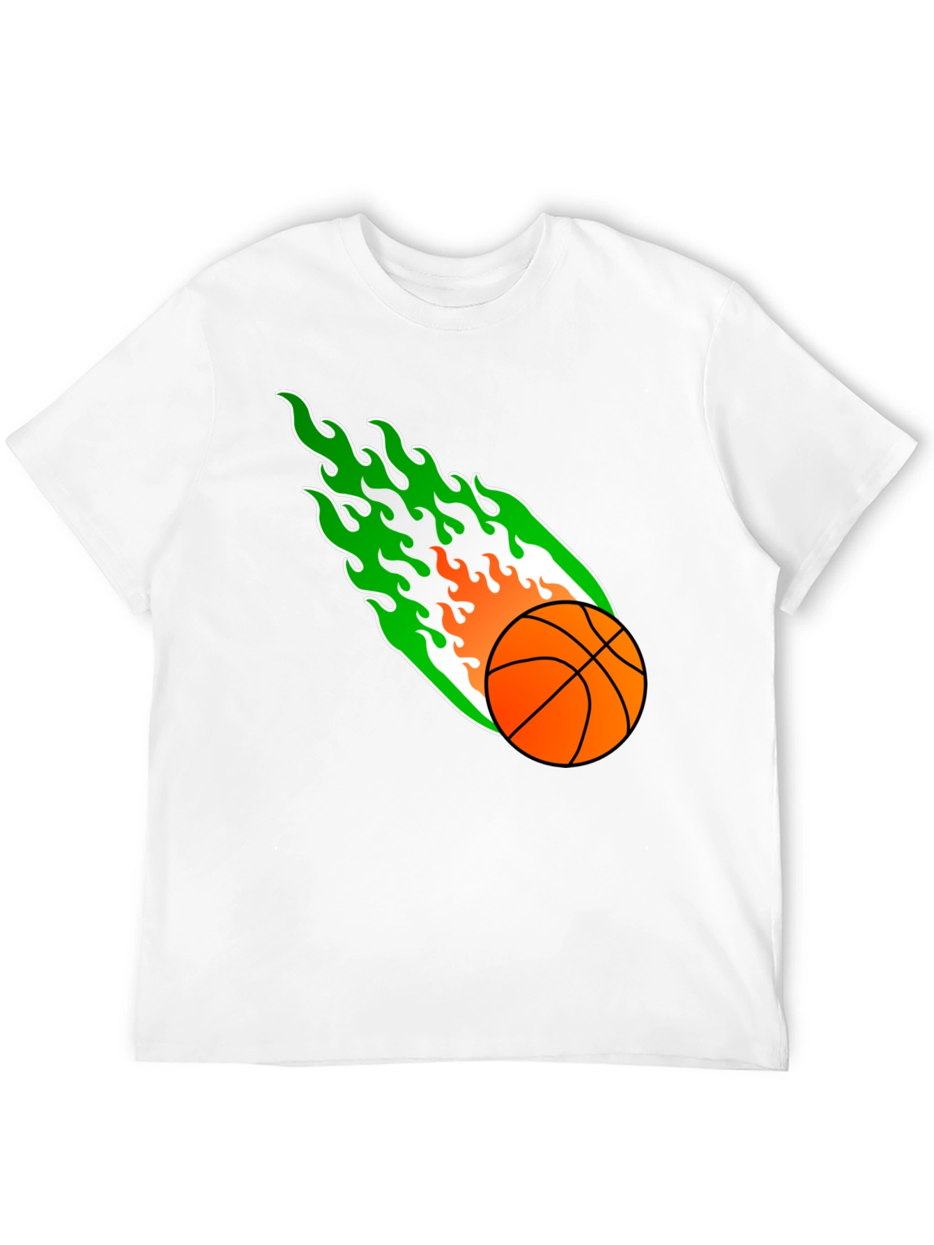 Black Flaming Basketball Graphic Tee - Black Cotton Shirt view 12