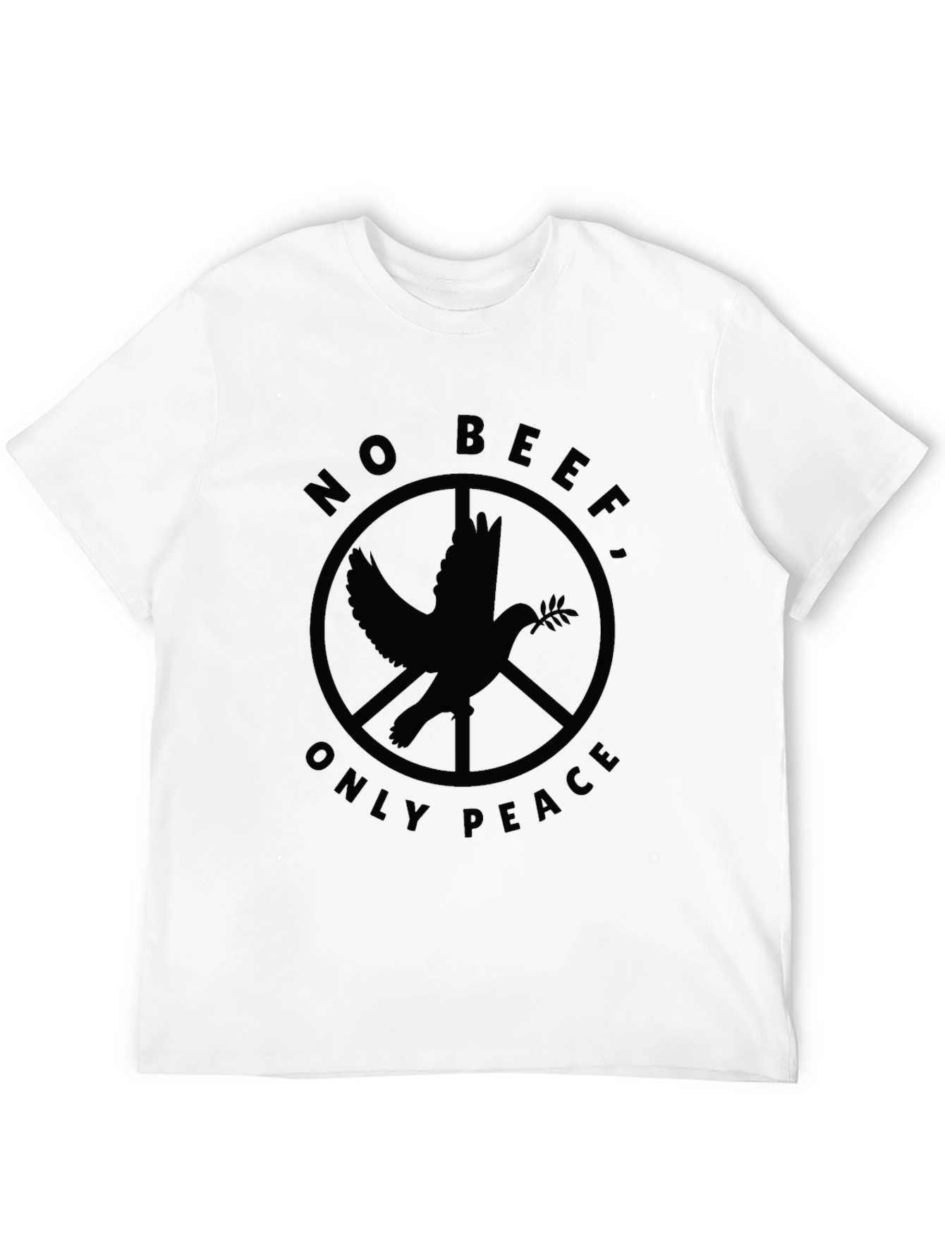 Black No Beef, Only Peace T-Shirt - Dove Peace Sign Tee view 12