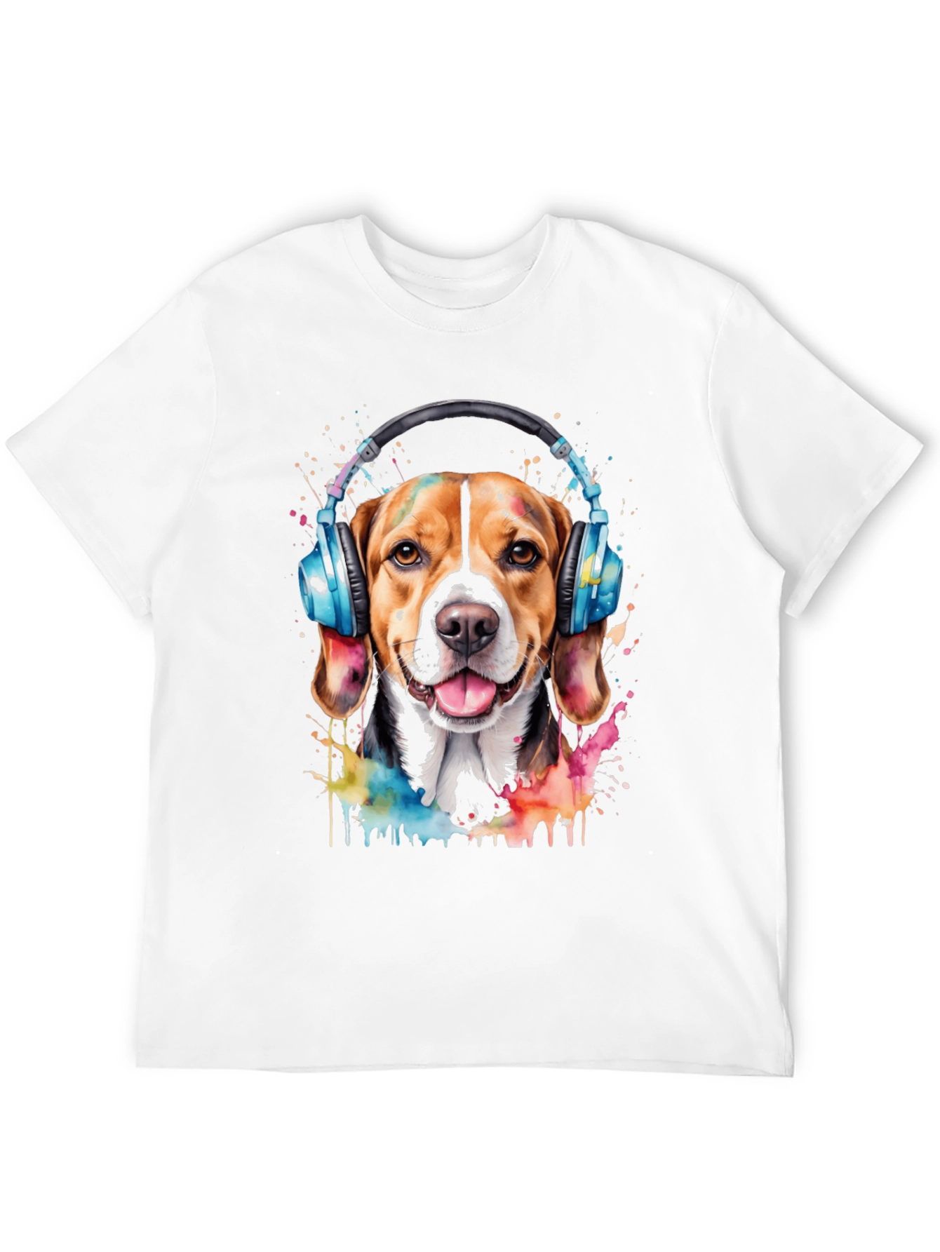 Black Dog with Headphones Graphic Tee view 12