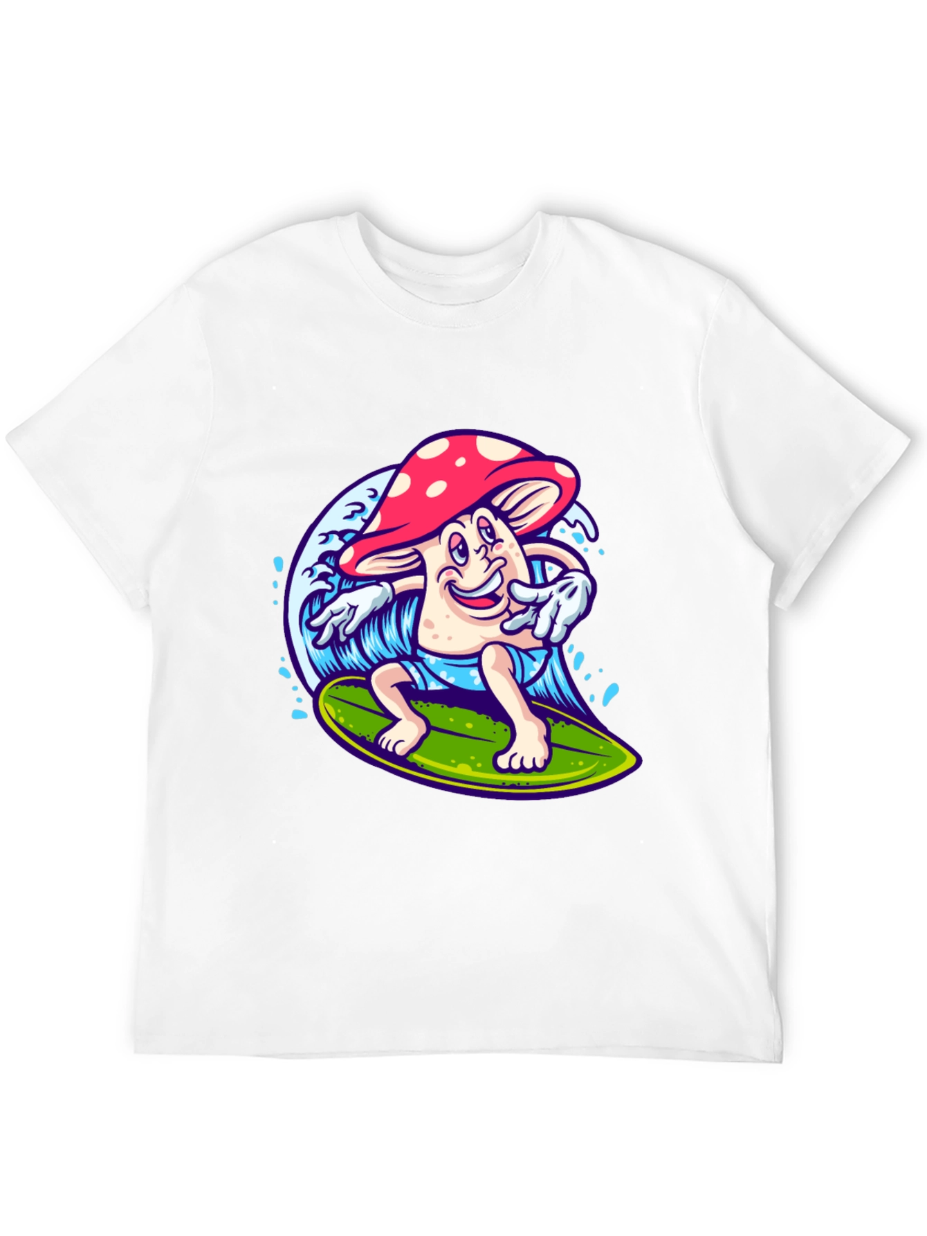 Black Surfing Mushroom Graphic T-Shirt view 12
