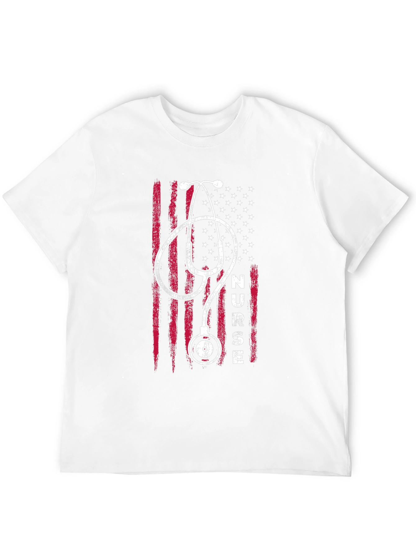 Black Nurse USA Flag Stethoscope T-Shirt - Black view 12