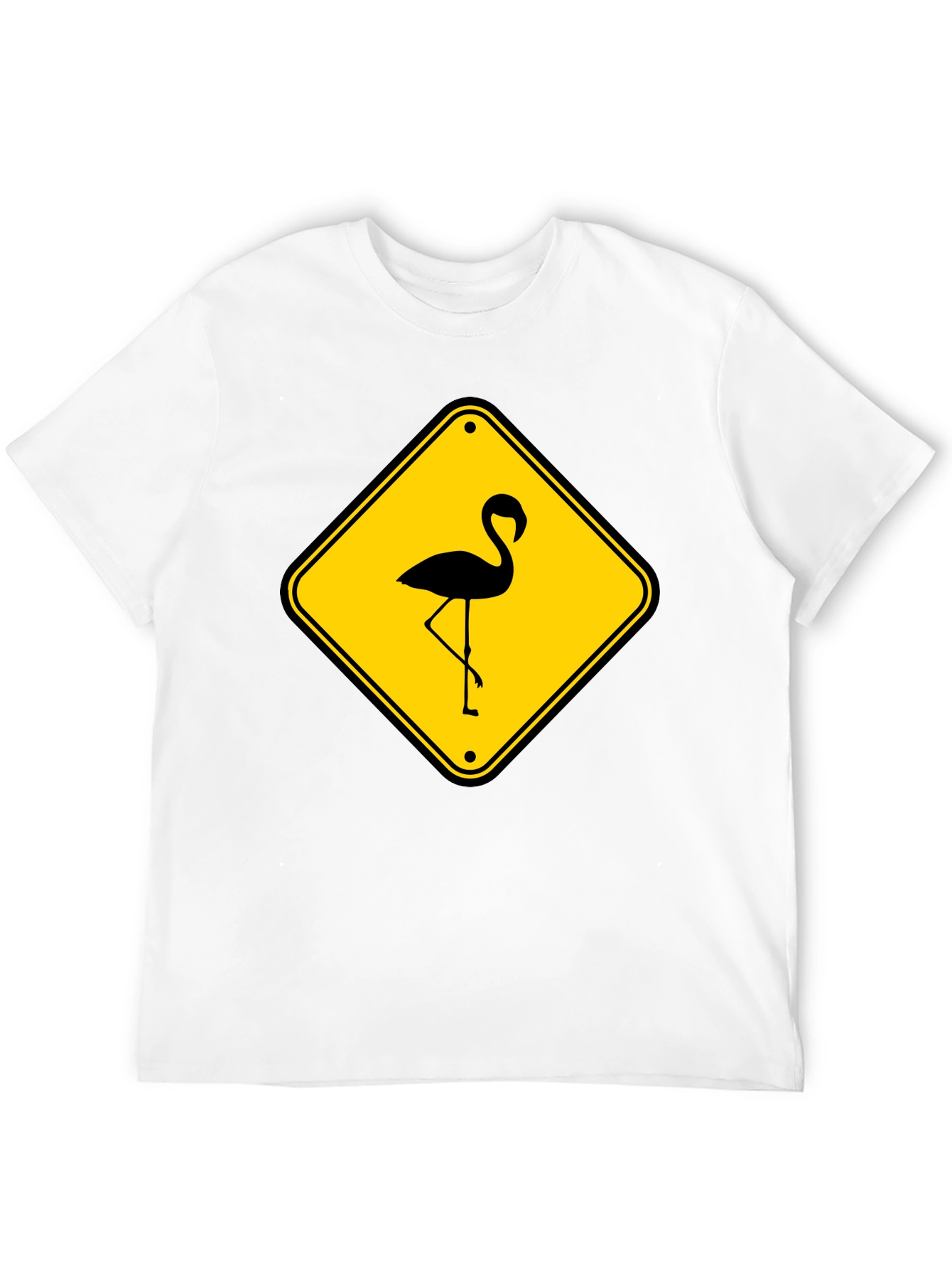 Black Flamingo Warning Sign Graphic Tee view 12