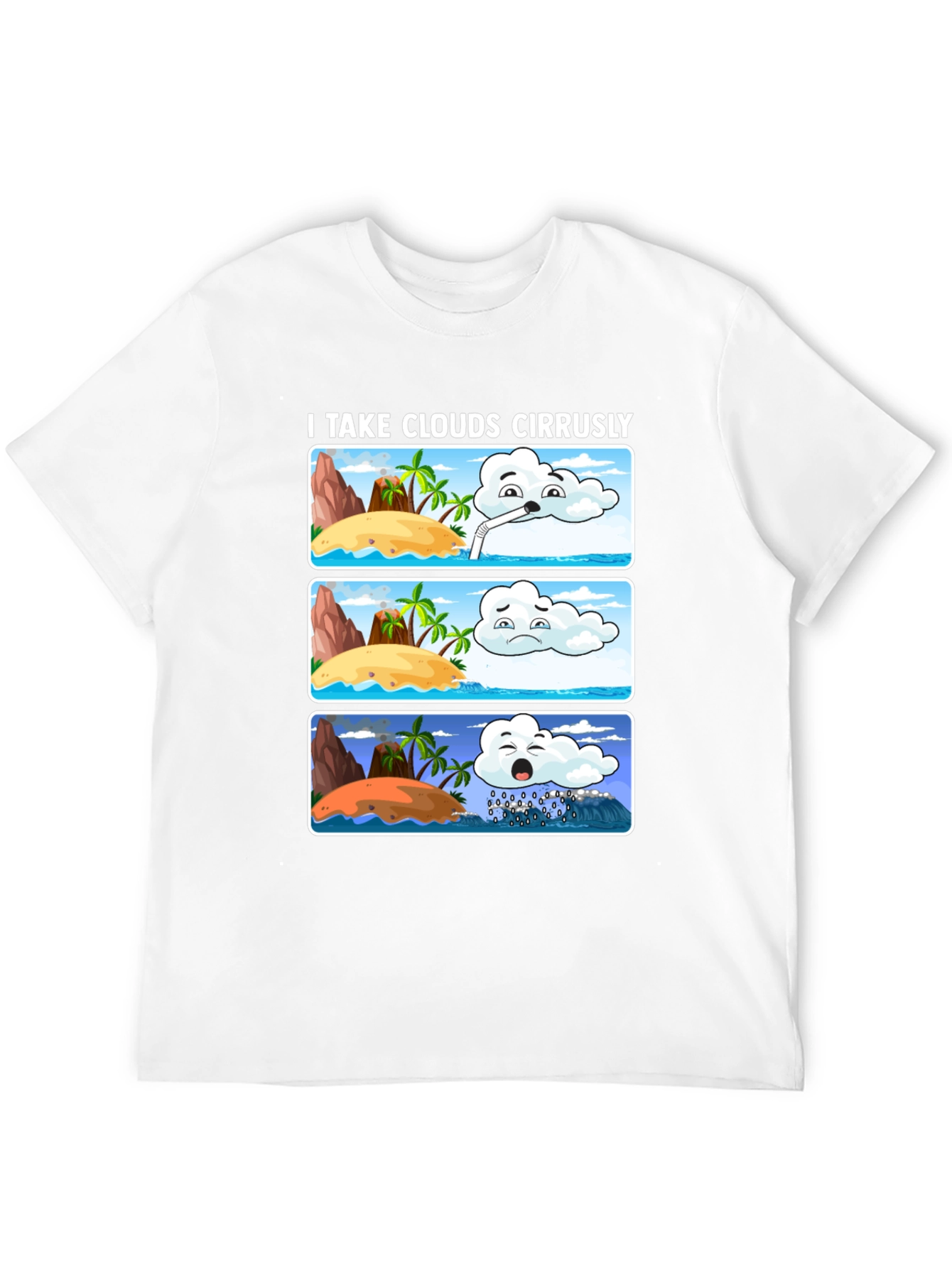 Black Humorous Weather Cartoon T-Shirt view 12