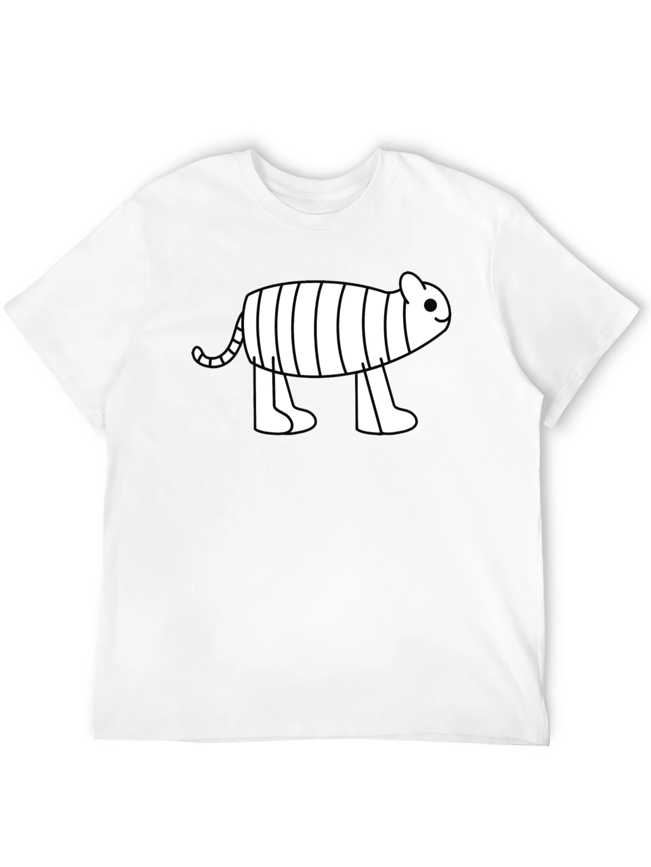 Black Cute Cartoon Tiger Graphic Black T-Shirt view 12