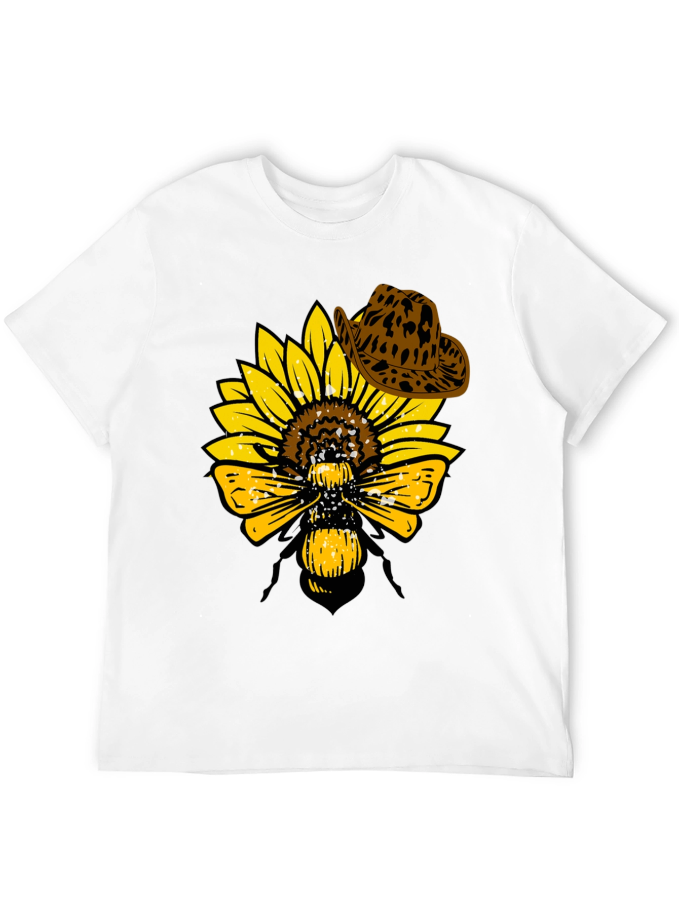 Black Sunflower Bee Cowboy Hat T-Shirt view 12