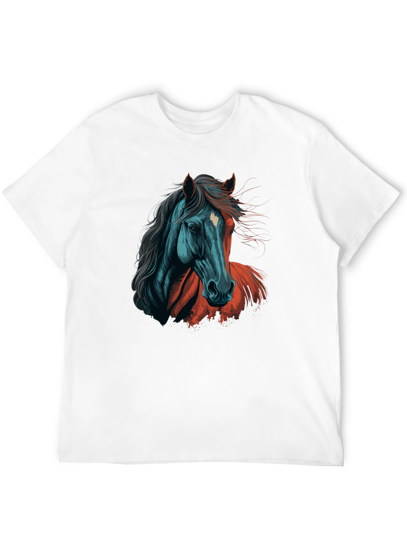 Black Horse Graphic Tee - Artistic Print Black T-Shirt view 12