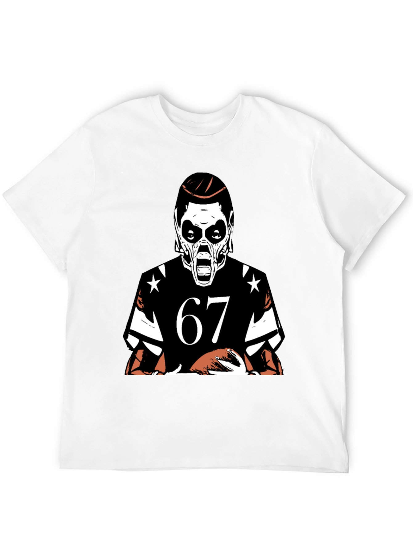 Black Grim Reaper Football Tee - Number 67 Graphic Shirt view 12