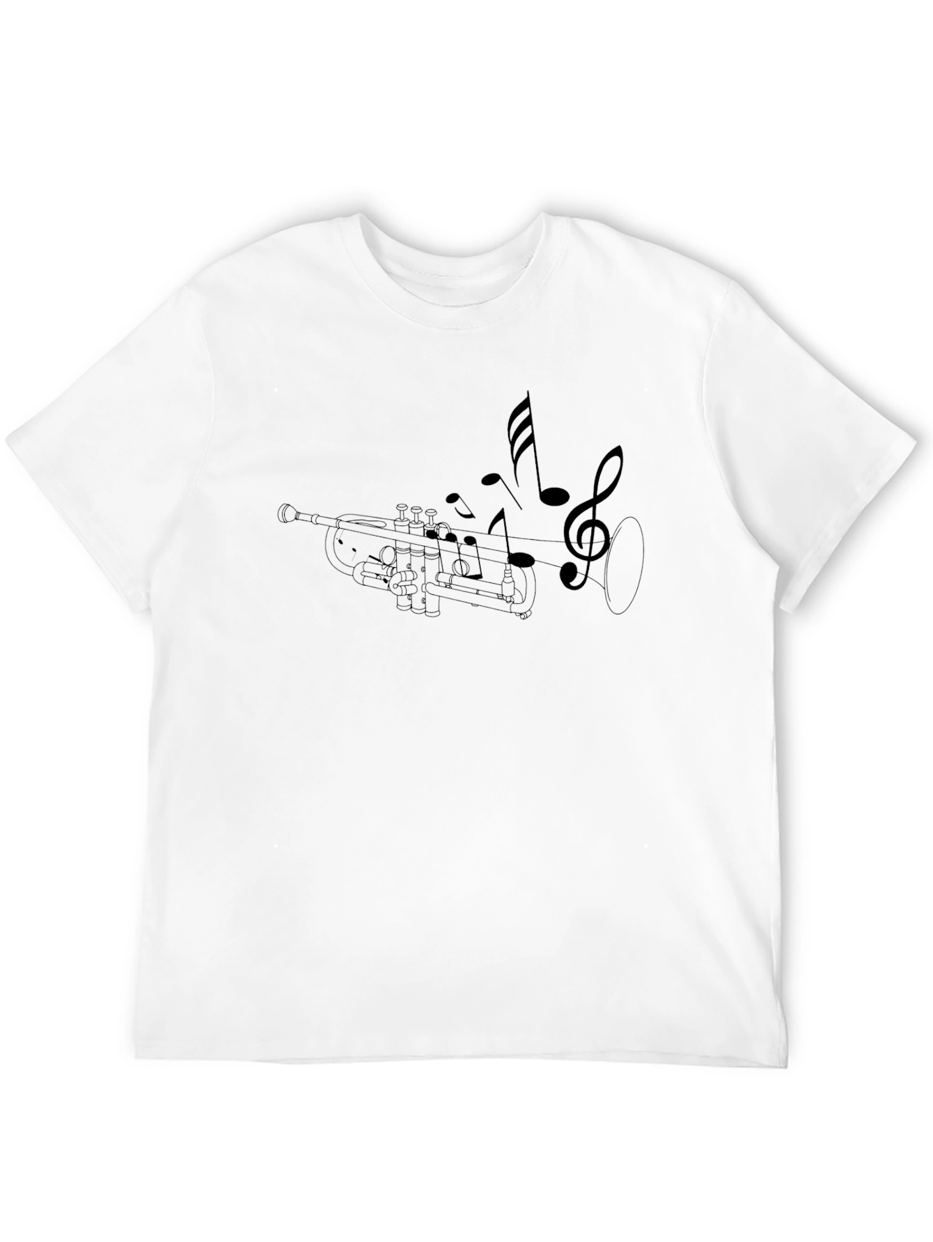 Black Trumpet and Music Notes Graphic Tee - Black view 12