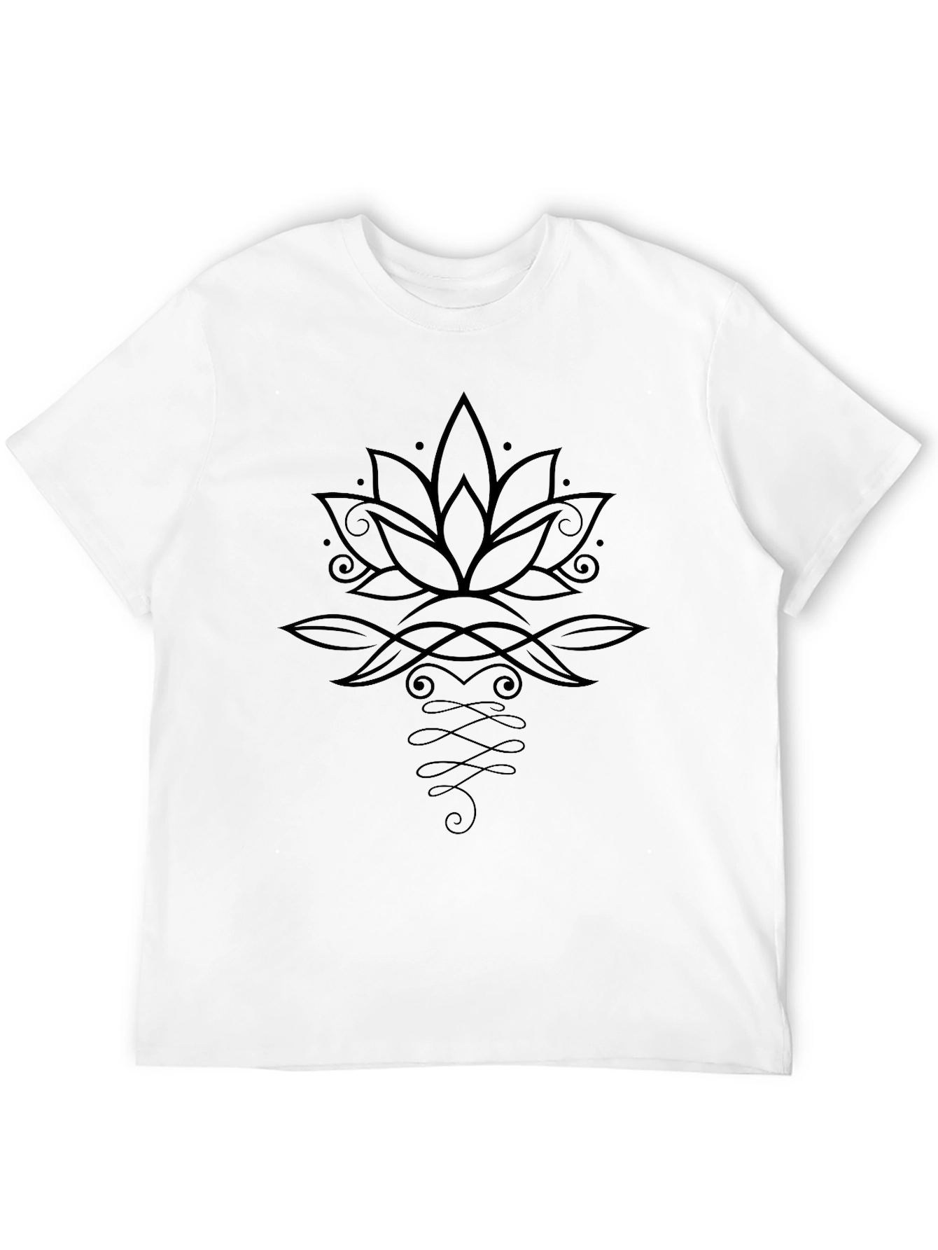 Black Lotus Flower Graphic Tee - Black Casual T-Shirt view 12