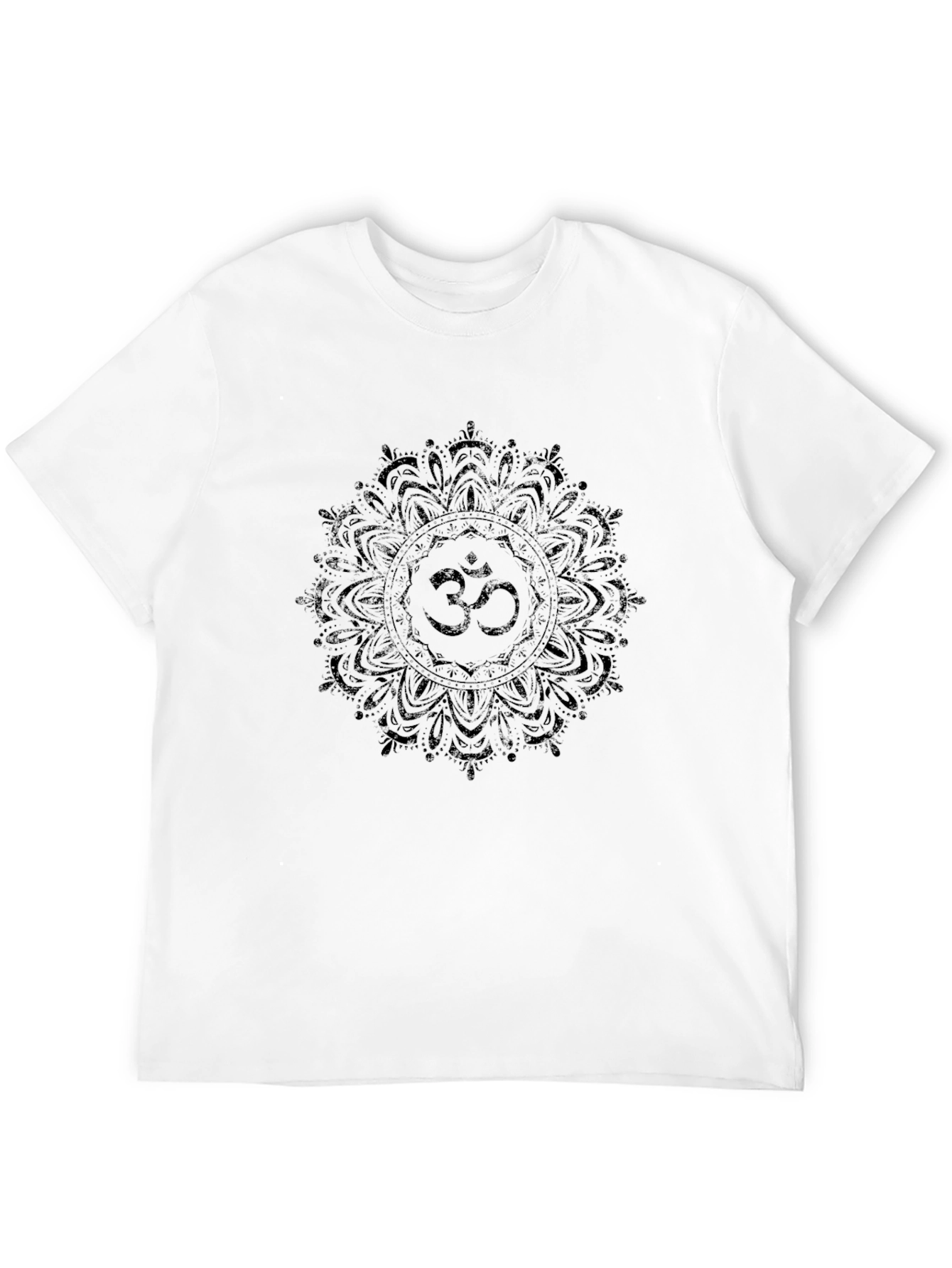 Black Om Mandala Black T-Shirt - Spiritual Graphic Tee view 12
