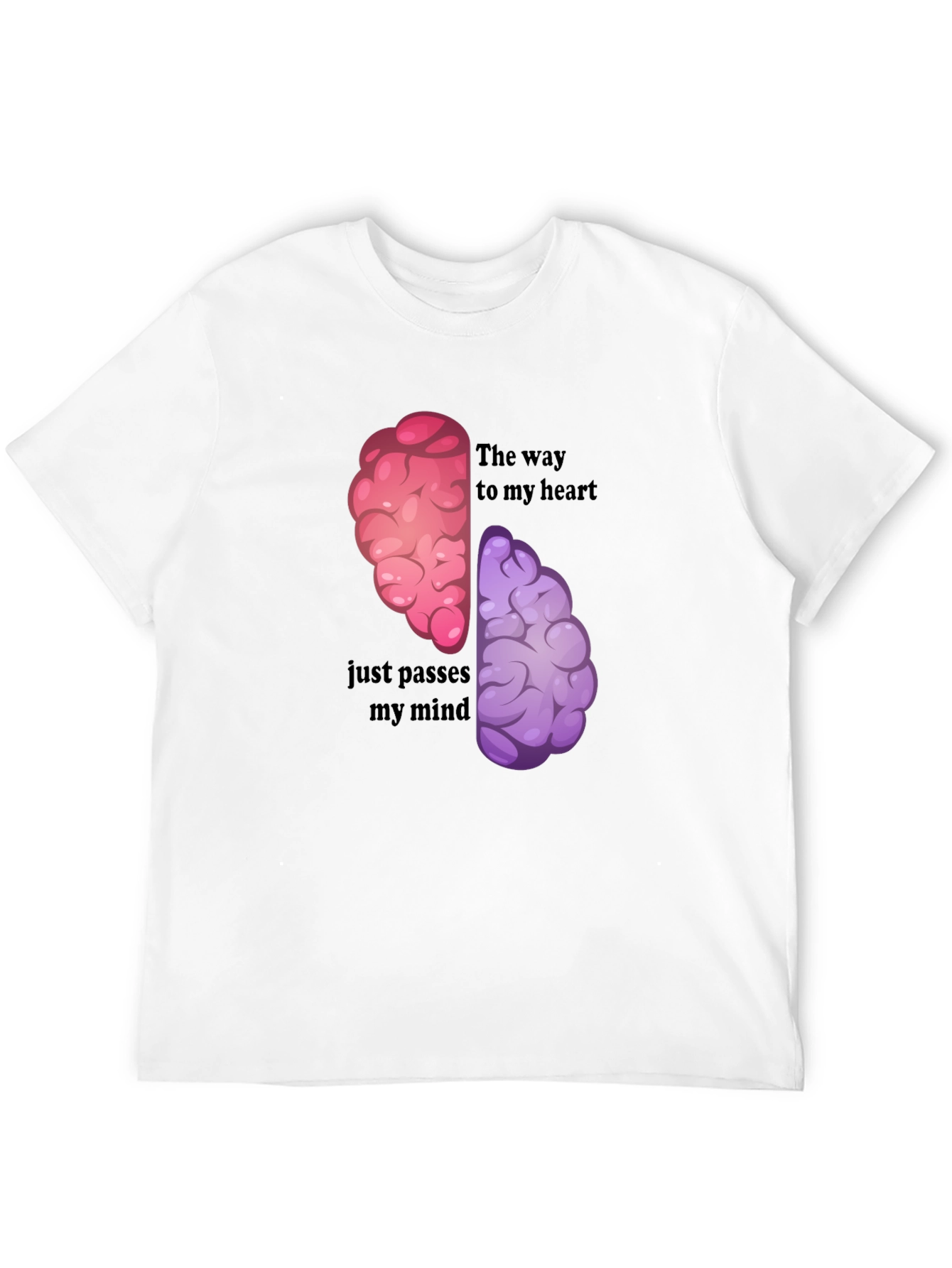 Black Brain Humor Graphic T-Shirt - The Way to My Heart view 12