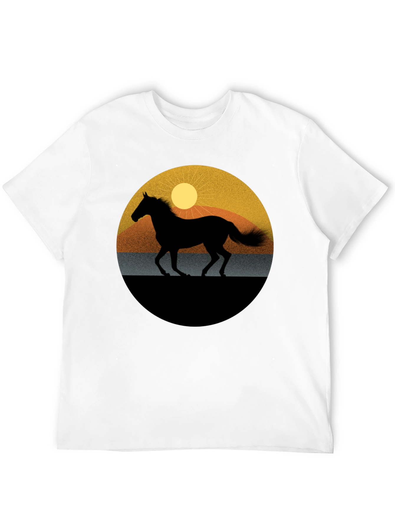 Black Horse Silhouette Graphic Tee - Sunset Design view 12