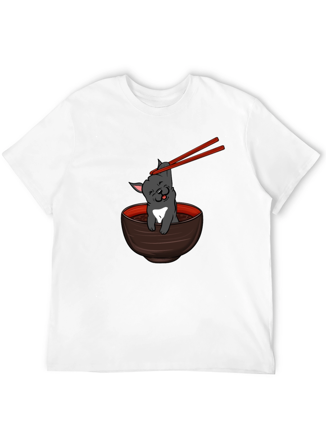 Black Ramen Dog T-Shirt - Cute Japanese Noodle Bowl view 12