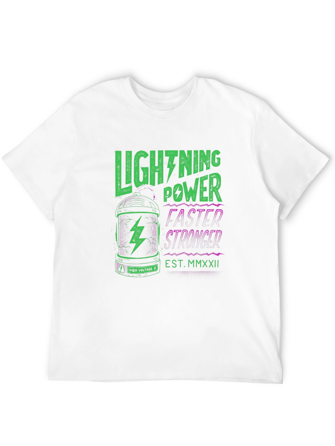 Black Lightning Power Graphic Tee - Black Cotton T-Shirt view 12