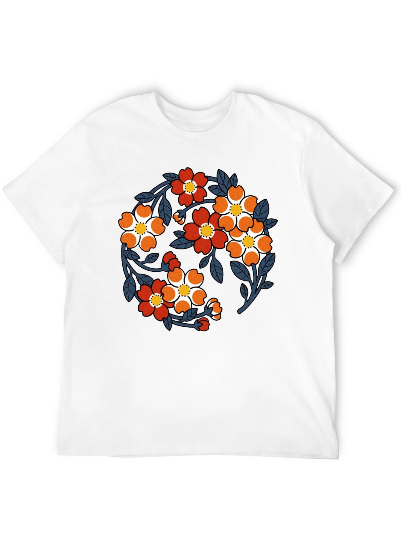 Black Floral Print Black Crew Neck T-Shirt view 12