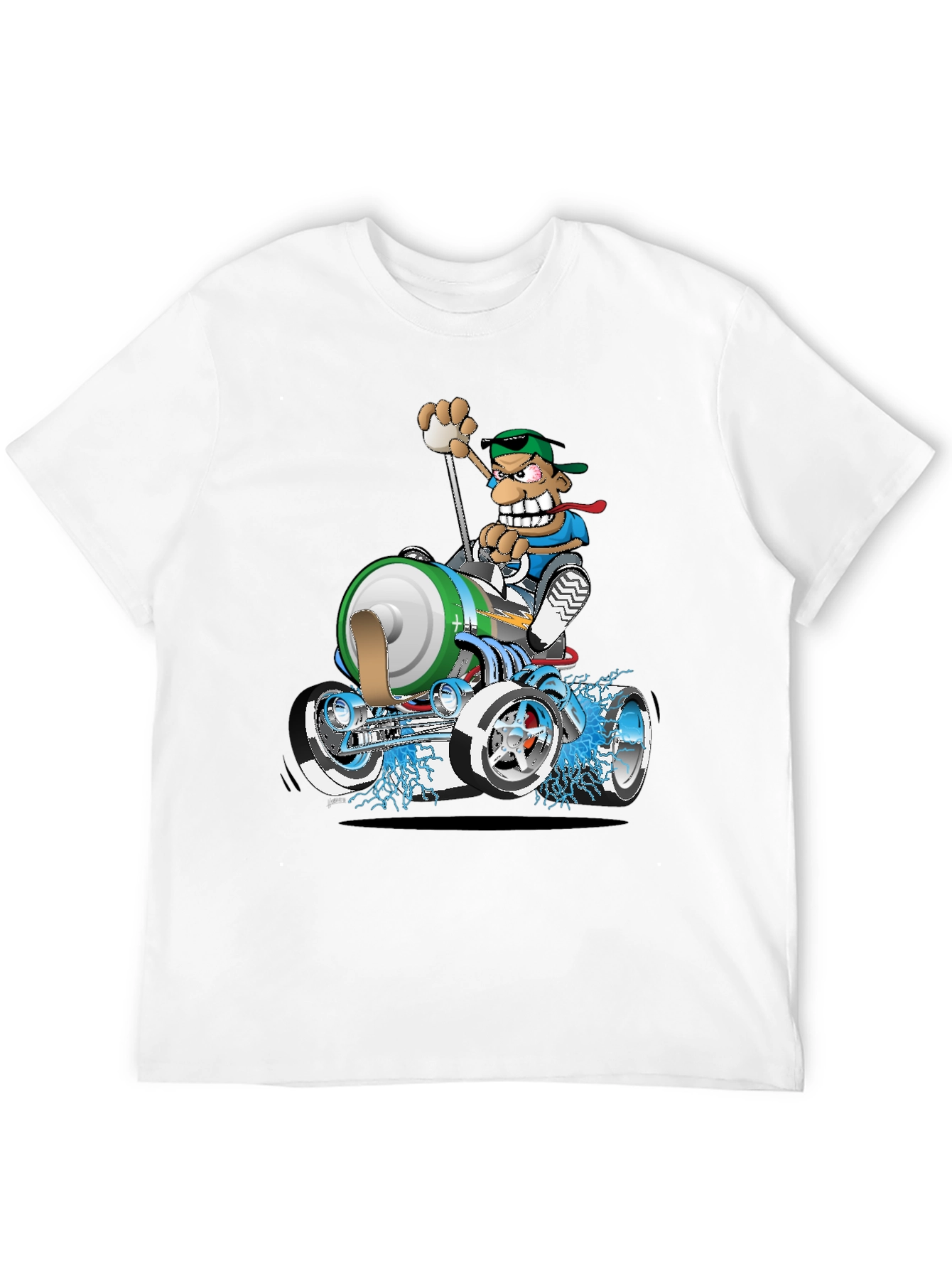 Black Cartoon Race Car T-Shirt view 12