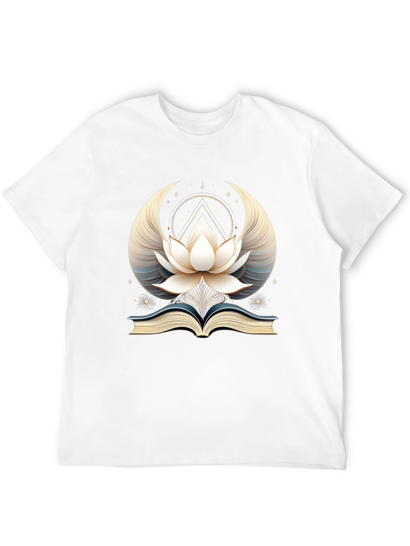 Black Mystic Lotus Book Graphic Tee - Unisex Black T-Shirt view 12