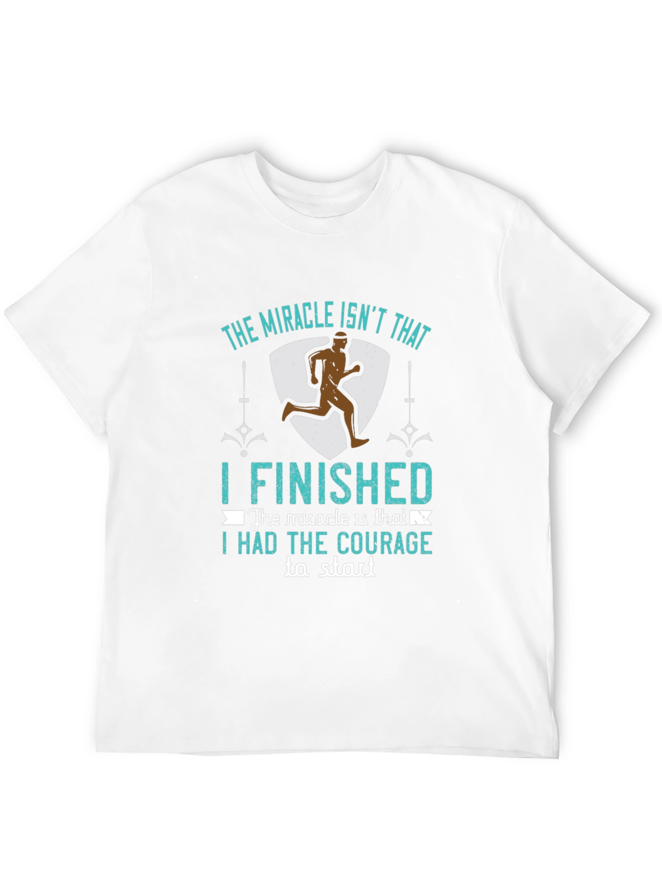 Black Inspirational Runner T-Shirt: "The Miracle Isn't That I Finished..." view 12