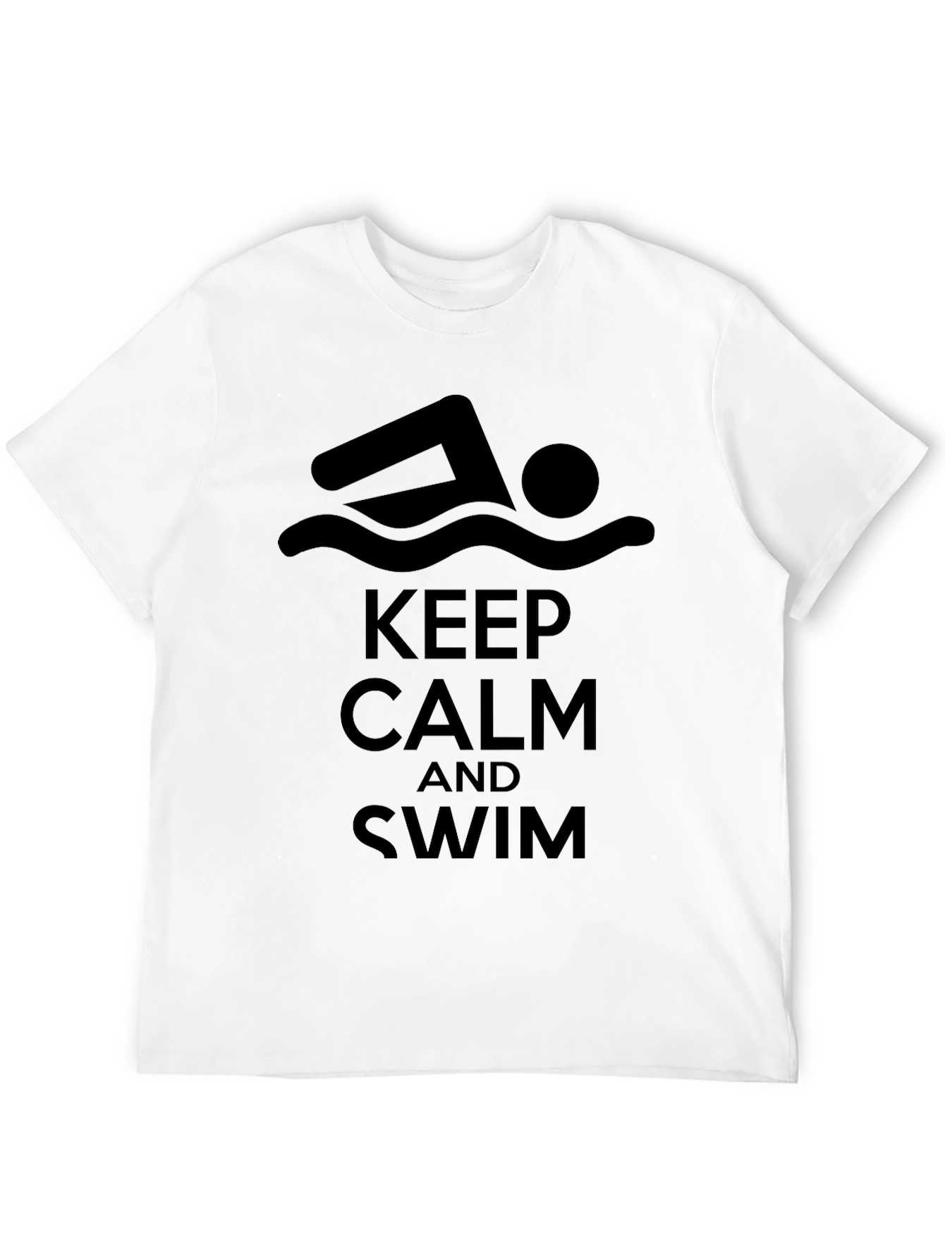 Black Keep Calm and Swim Black T-Shirt view 12
