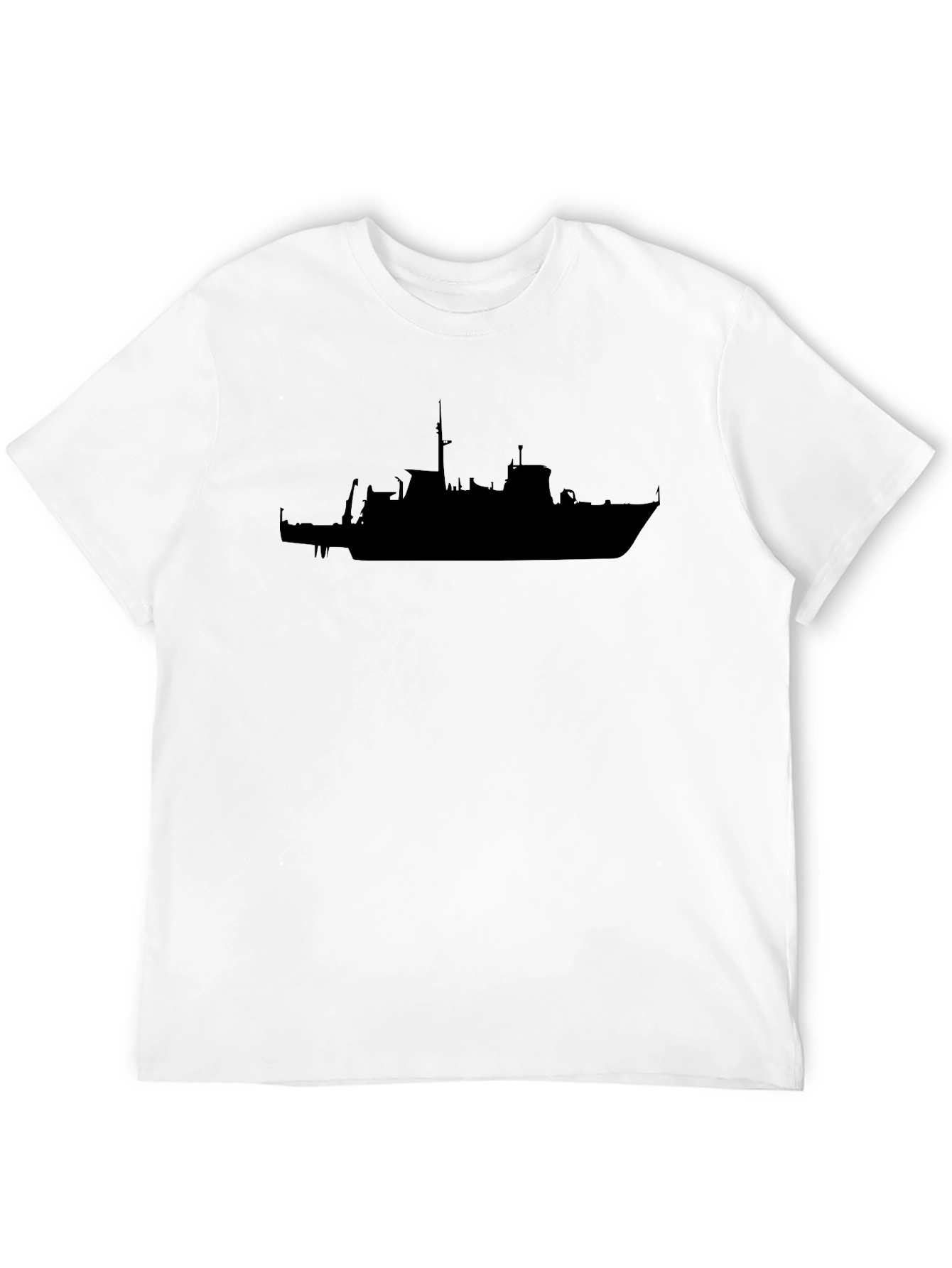 Black Black Silhouette Ship Graphic T-Shirt view 12