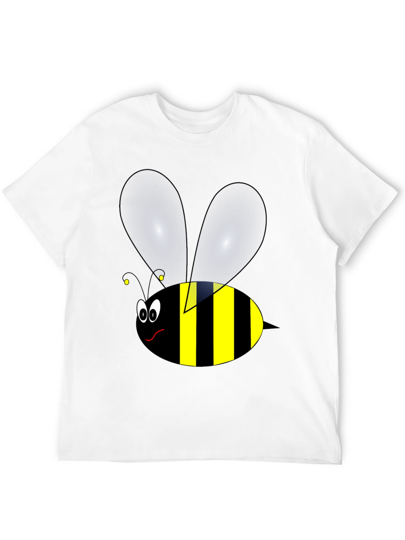 Black Funny Cartoon Bee Graphic Tee - Black Cotton view 12