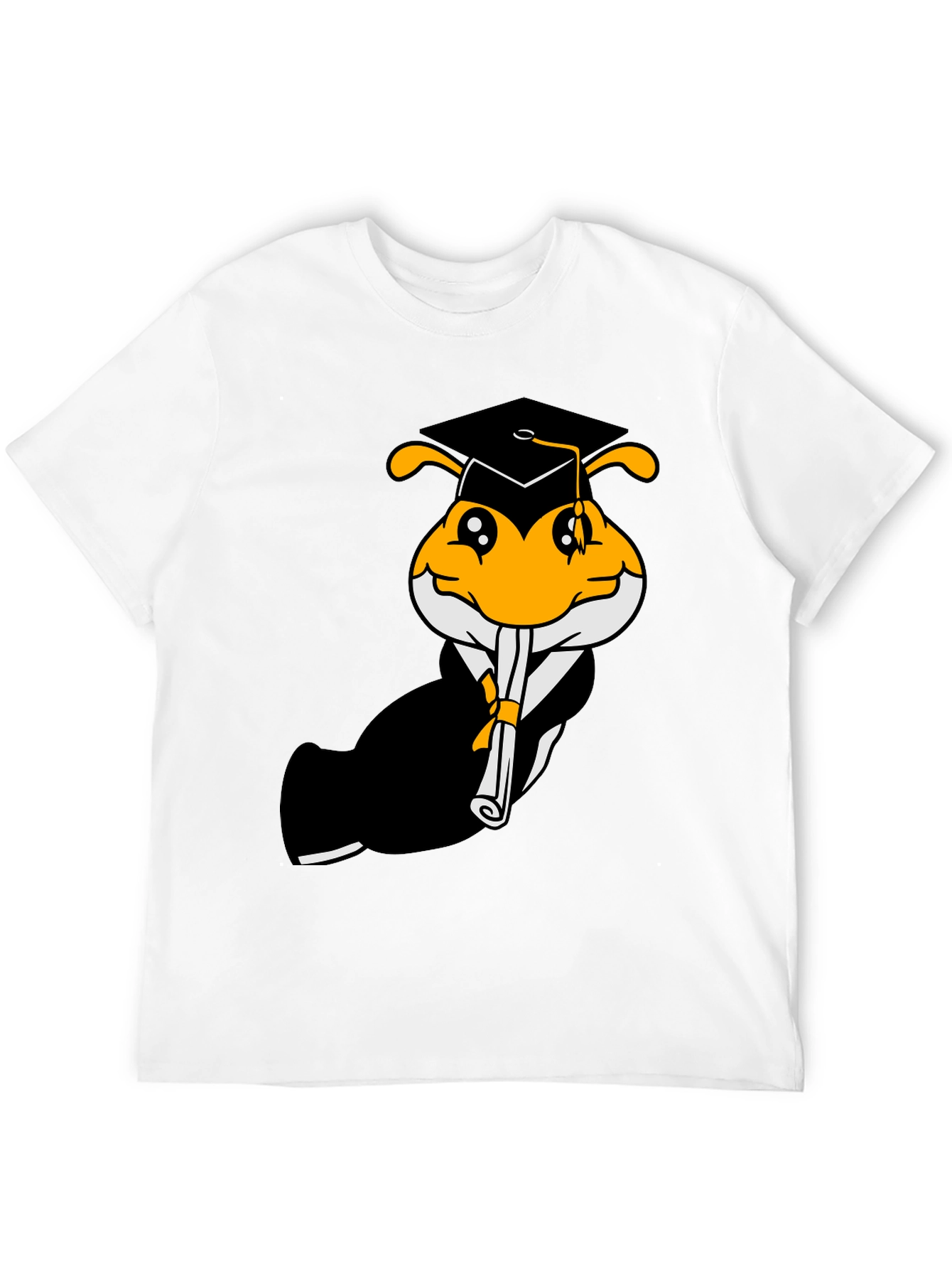Black Graduation Bee Graphic Tee - Black Cotton T-Shirt view 12