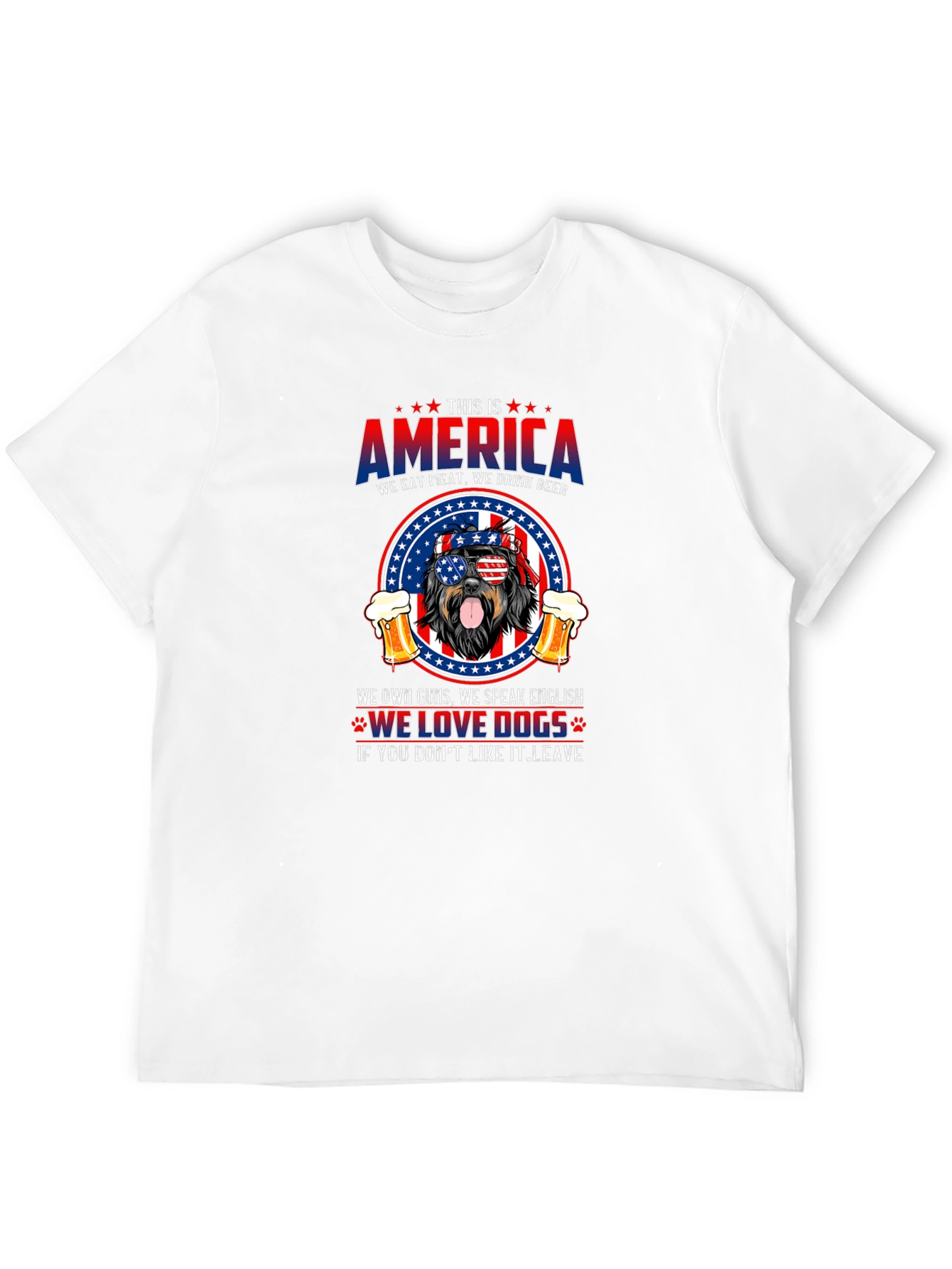 Black Patriotic Dog T-Shirt: America, Meat, Beer, and Dogs view 12