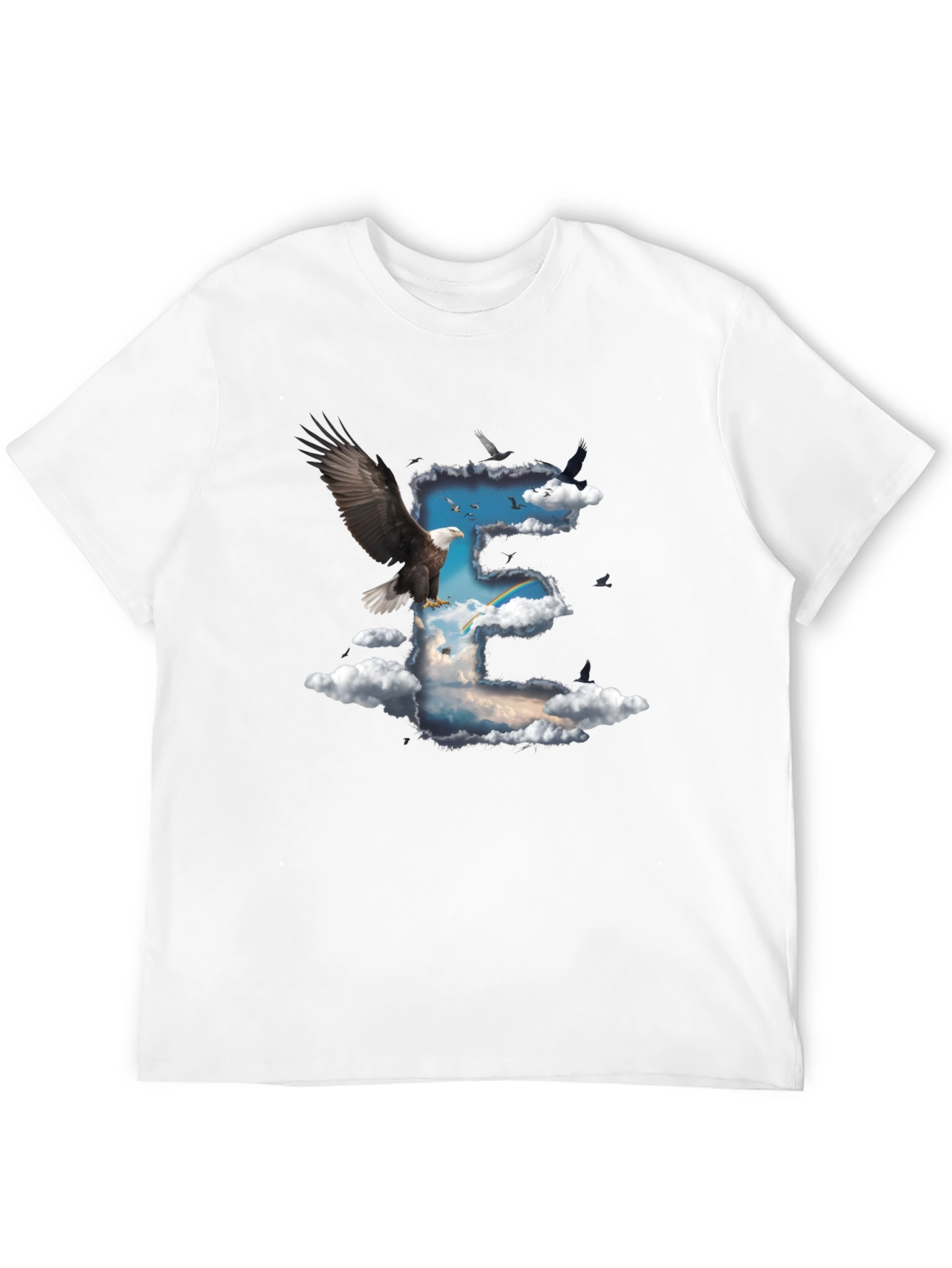 Black Eagle & Clouds Graphic Tee - Black Cotton view 12